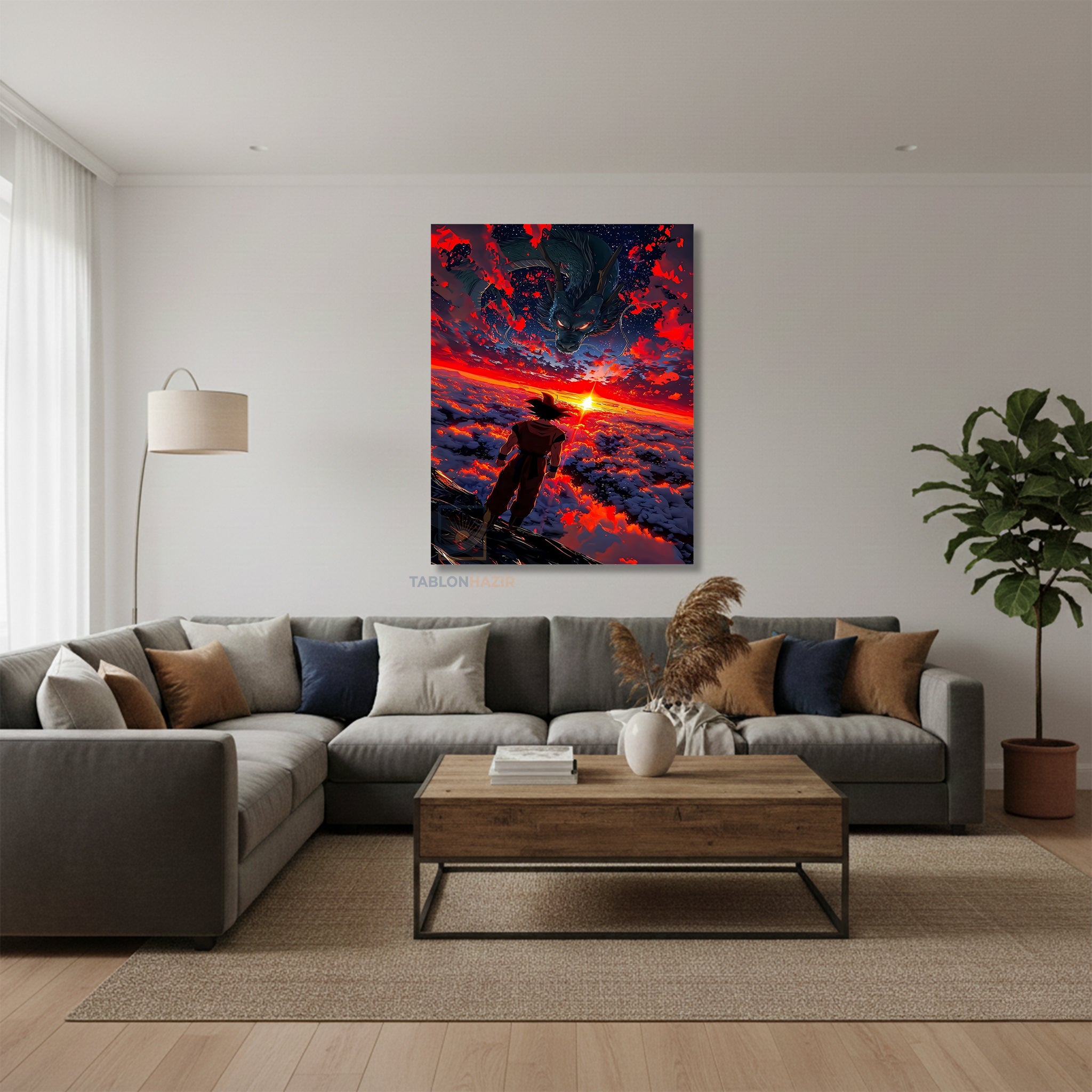 Dikey Kanvas Tablo Salon Duvar Tablosu Goku Dragon Yeni Ev Hediyesi Ofis Tablosu