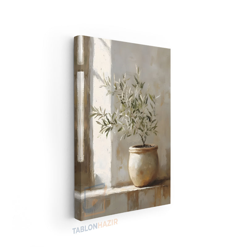 Dikey Kanvas Tablo Salon Duvar Tablosu Günes Yansiyan Vazo Yeni Ev Hediyesi Ofis Tablosu