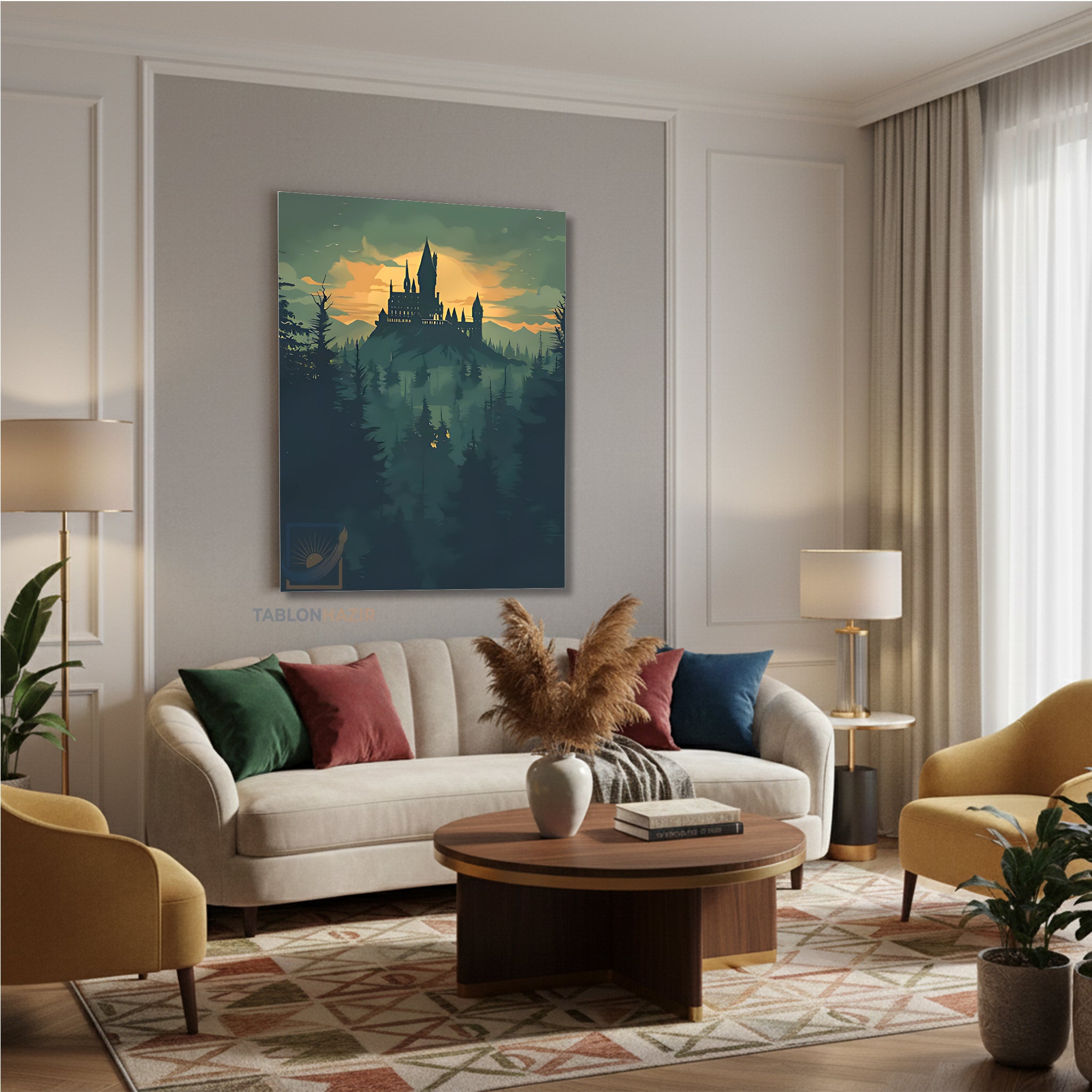 Dikey Kanvas Tablo Salon Duvar Tablosu Hogwards Orman Yeni Ev Hediyesi Ofis Tablosu