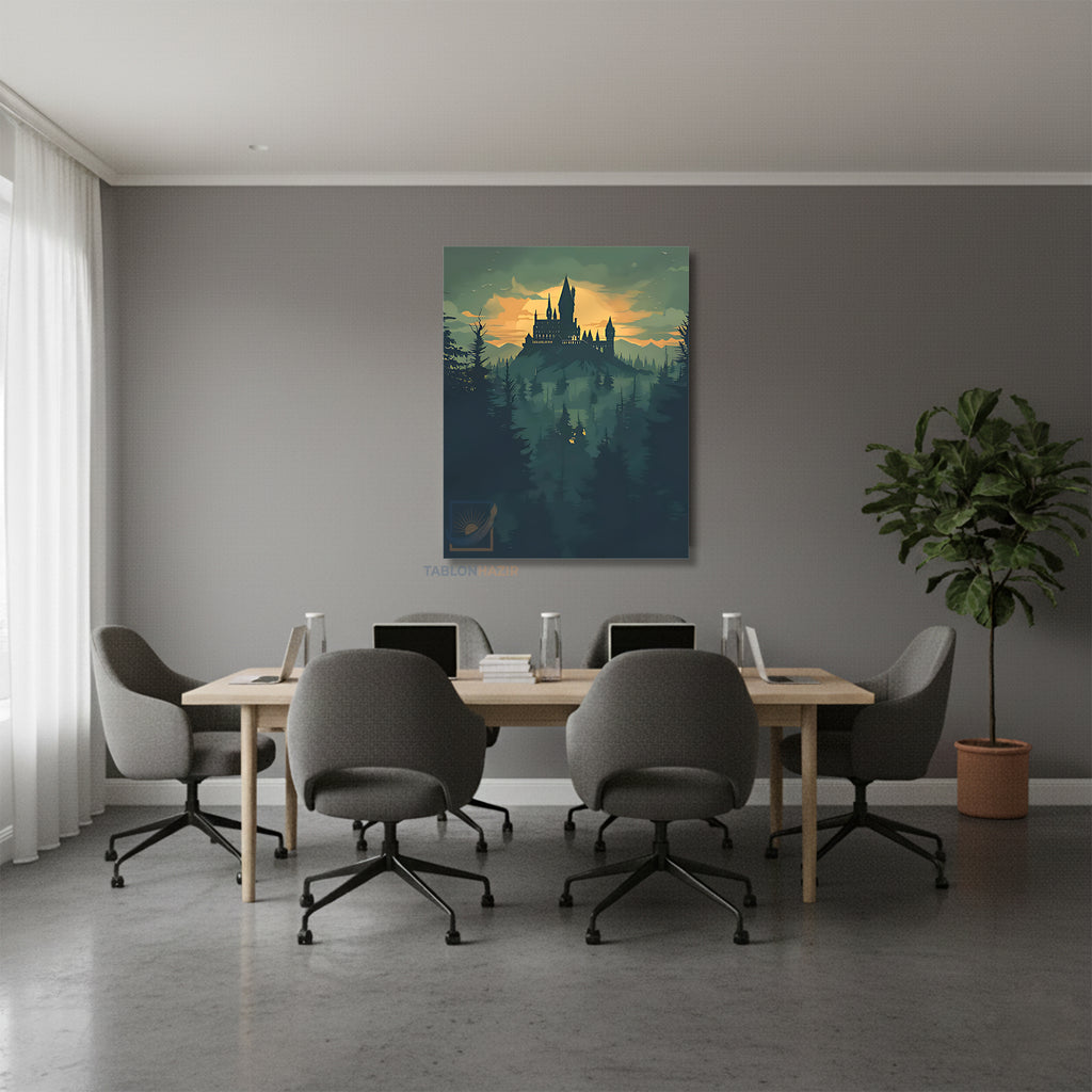 Dikey Kanvas Tablo Salon Duvar Tablosu Hogwards Orman Yeni Ev Hediyesi Ofis Tablosu