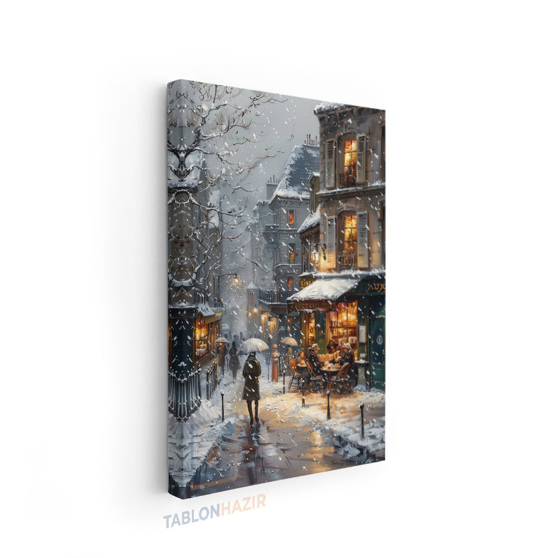 Dikey Kanvas Tablo Salon Duvar Tablosu Kar Yagmur Yeni Ev Hediyesi Ofis Tablosu