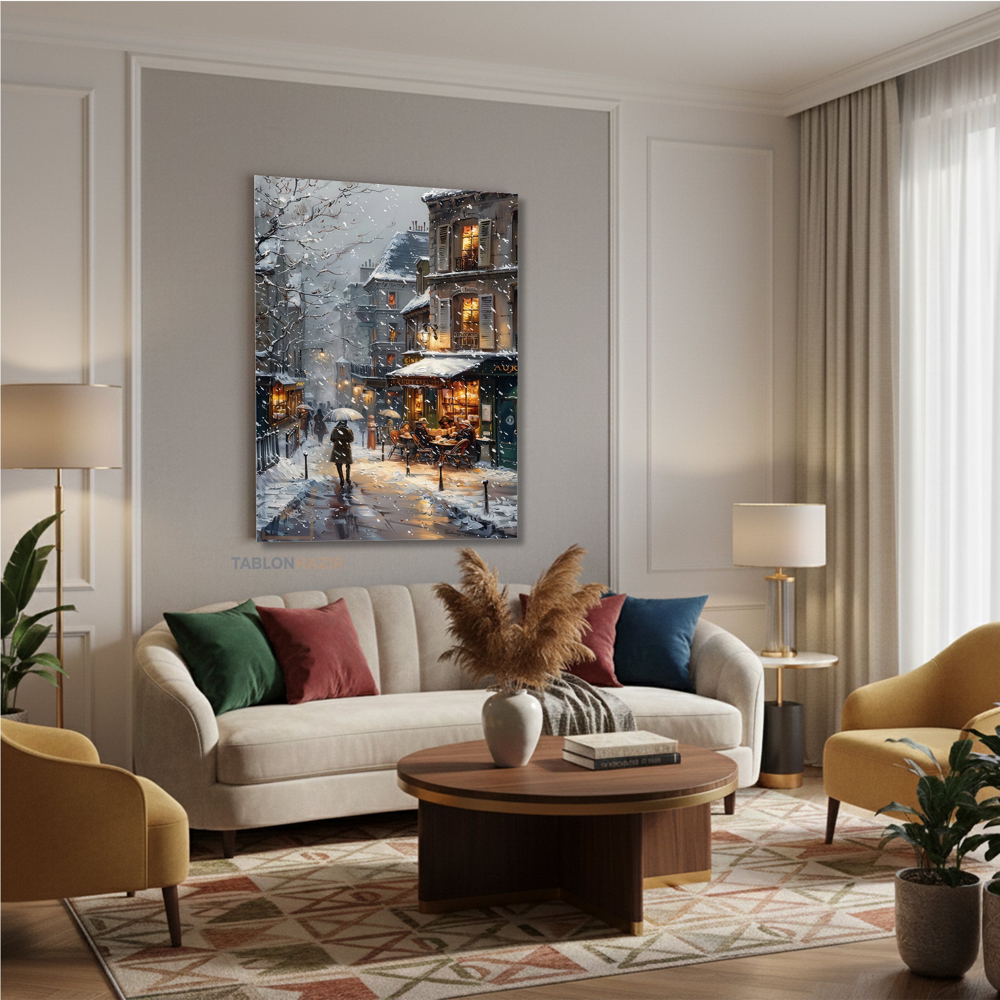 Dikey Kanvas Tablo Salon Duvar Tablosu Kar Yagmur Yeni Ev Hediyesi Ofis Tablosu
