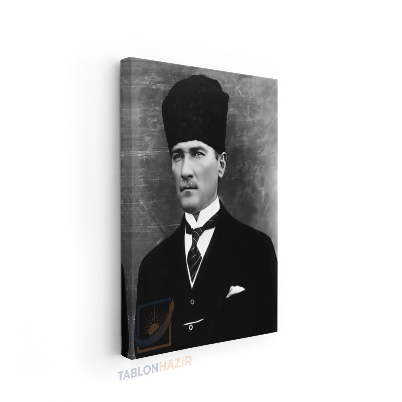 Dikey Kanvas Tablo Salon Duvar Tablosu Karakalem Atatürk Yeni Ev Hediyesi Ofis Tablosu