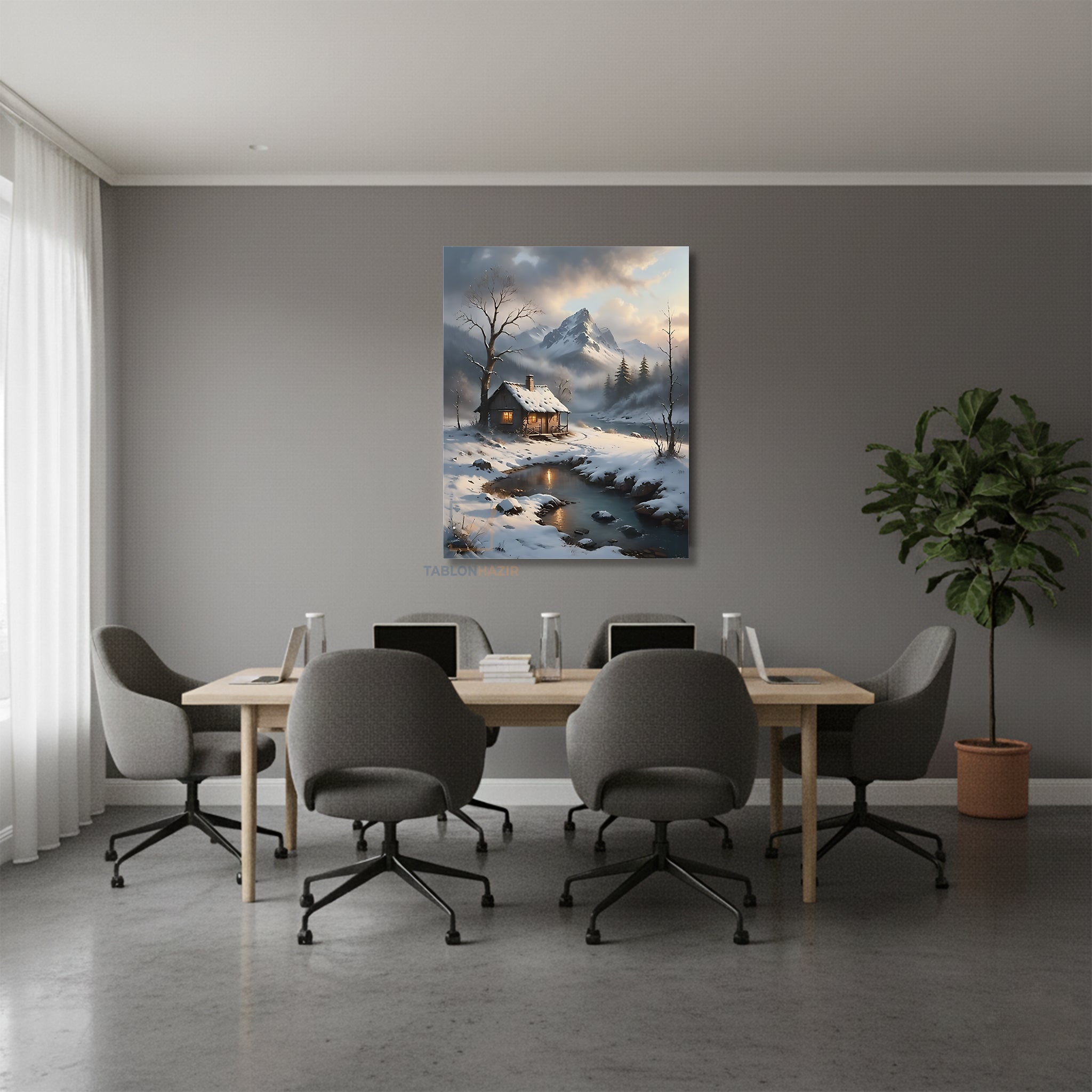 Dikey Kanvas Tablo Salon Duvar Tablosu Karli Ev Dag Yeni Ev Hediyesi Ofis Tablosu