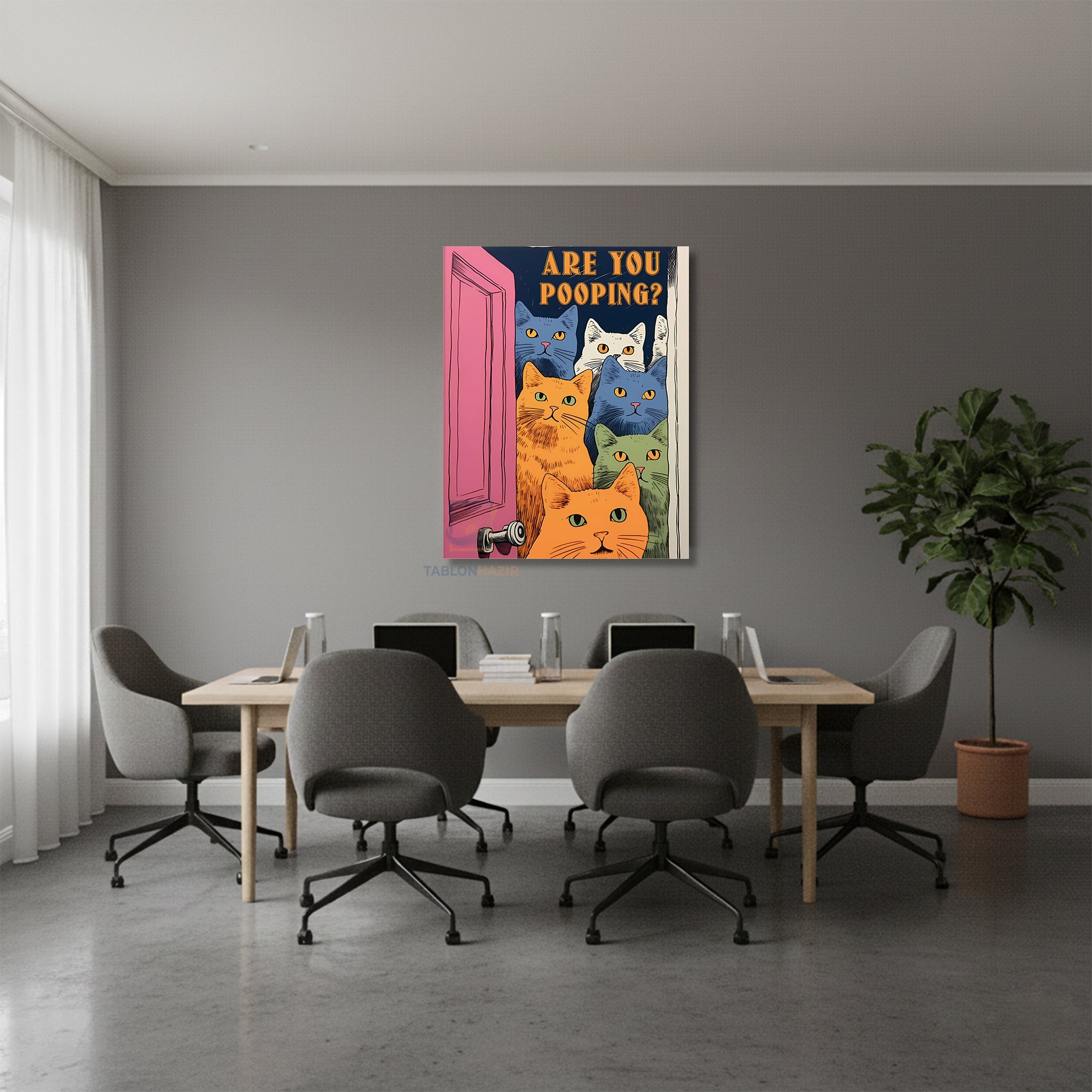 Dikey Kanvas Tablo Salon Duvar Tablosu Kedilerr Yeni Ev Hediyesi Ofis Tablosu