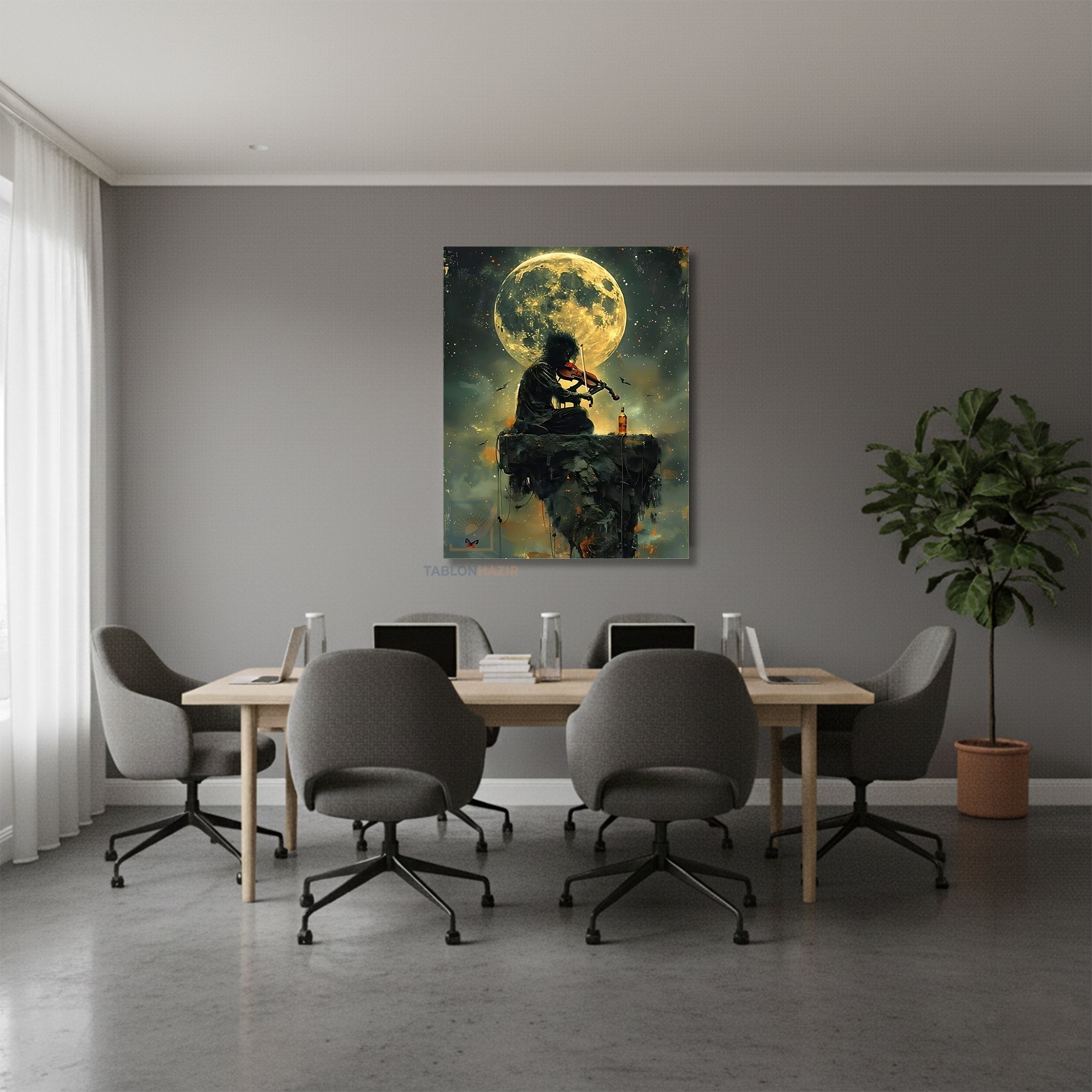 Dikey Kanvas Tablo Salon Duvar Tablosu Kemancıay Yeni Ev Hediyesi Ofis Tablosu