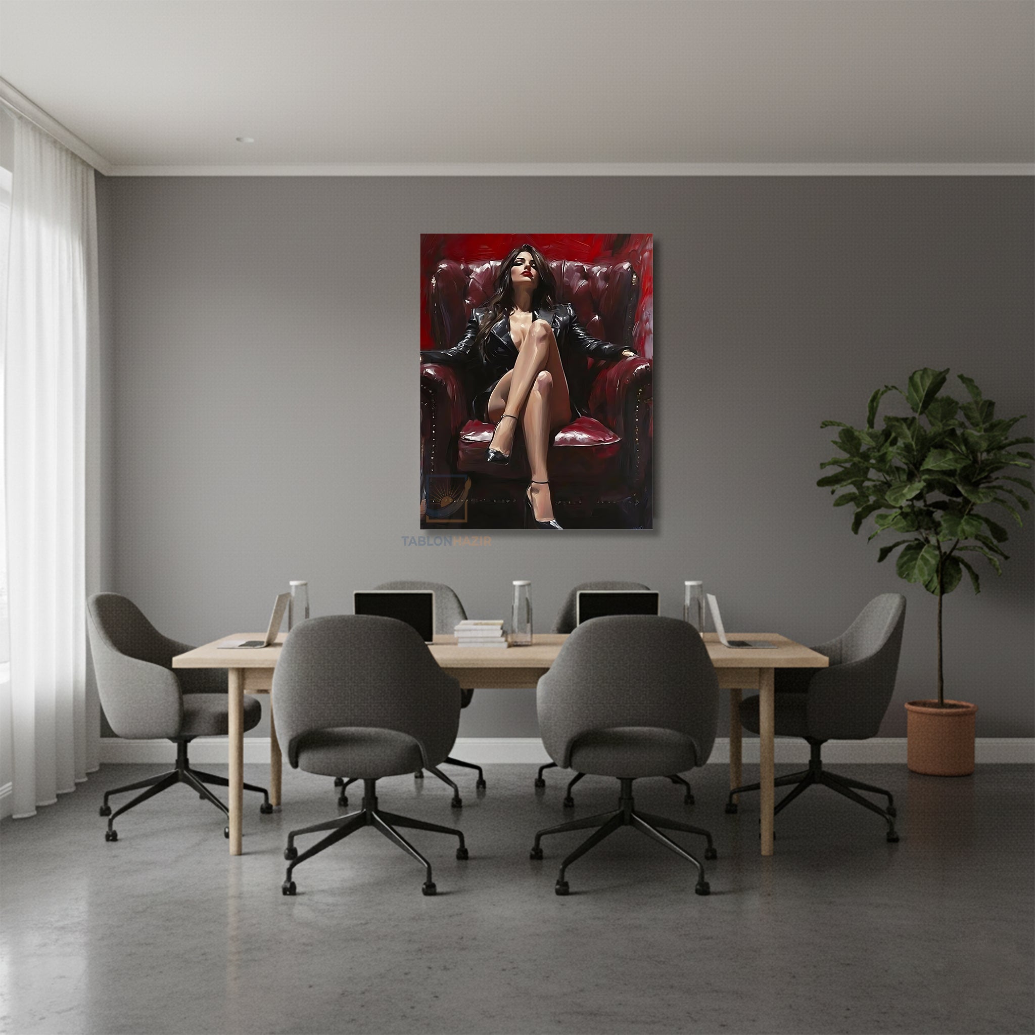 Dikey Kanvas Tablo Salon Duvar Tablosu Kırmızıkoltuk Yeni Ev Hediyesi Ofis Tablosu