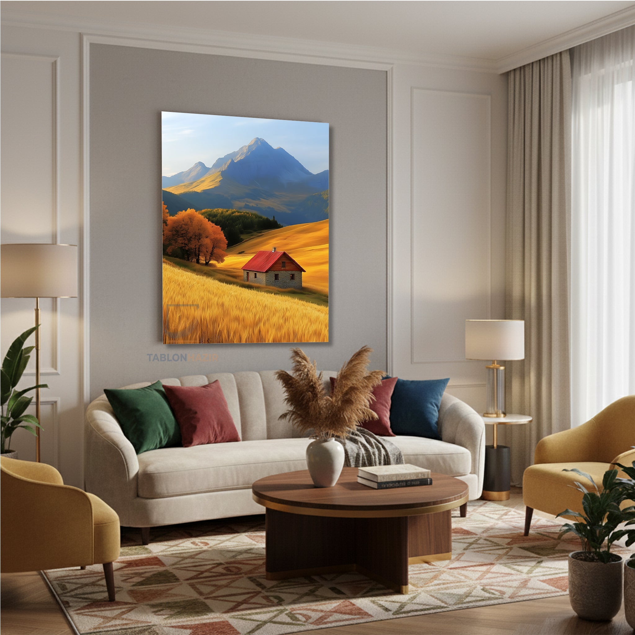 Dikey Kanvas Tablo Salon Duvar Tablosu Kırsaldaki Ev Yeni Ev Hediyesi Ofis Tablosu