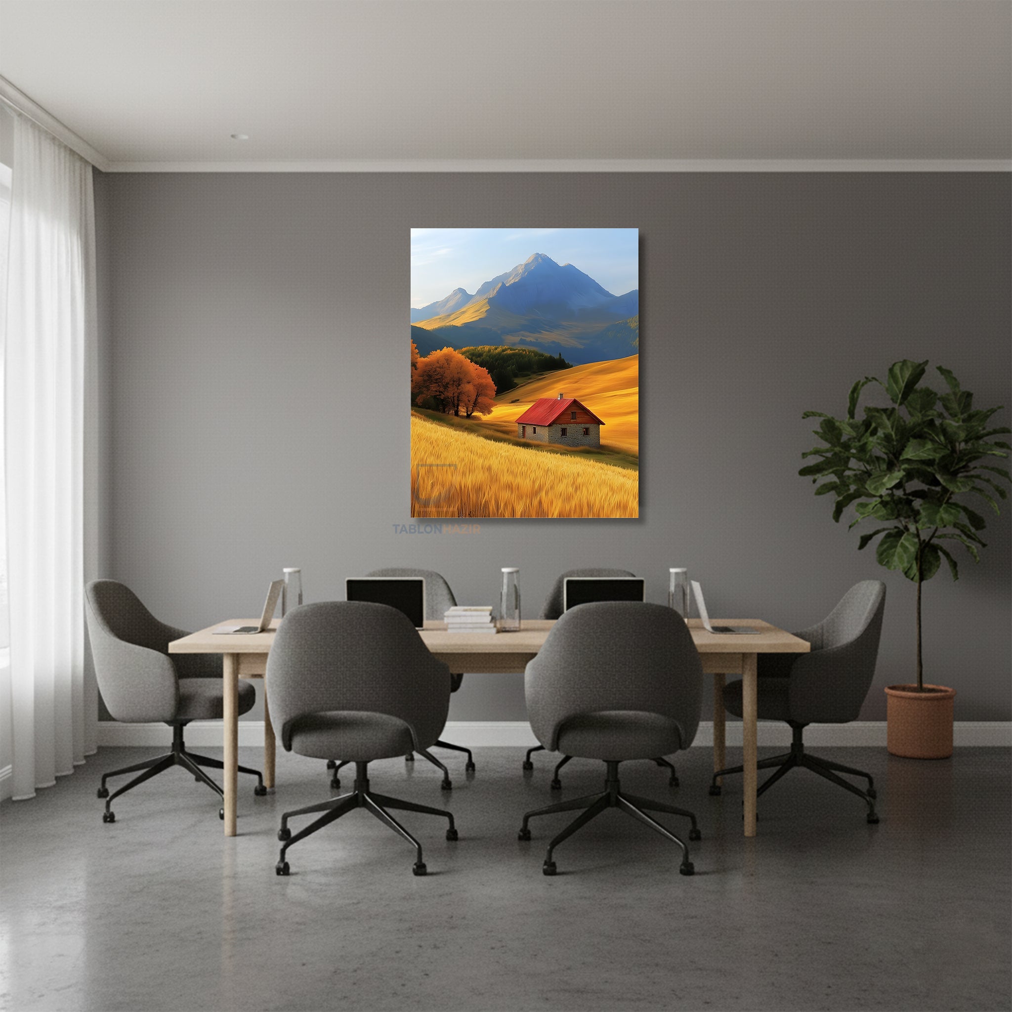 Dikey Kanvas Tablo Salon Duvar Tablosu Kırsaldaki Ev Yeni Ev Hediyesi Ofis Tablosu