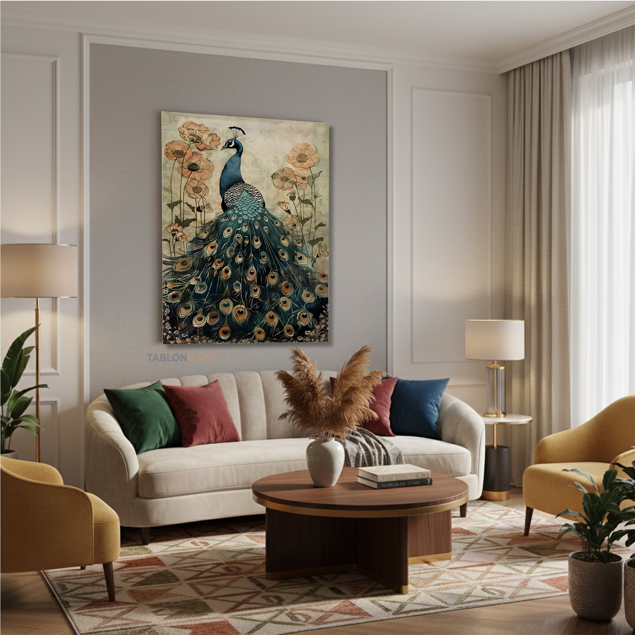 Dikey Kanvas Tablo Salon Duvar Tablosu Klasik TavuzKuşu Yeni Ev Hediyesi Ofis Tablosu