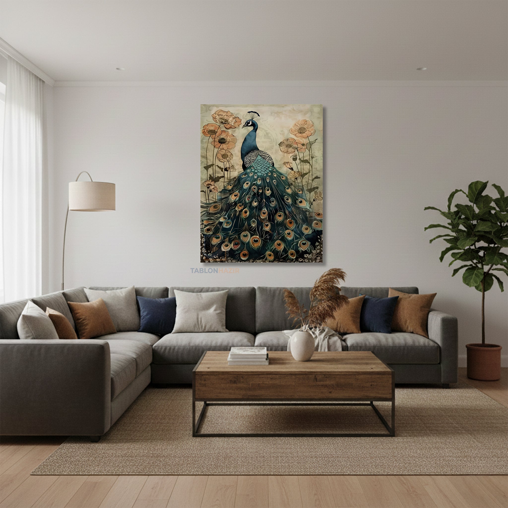 Dikey Kanvas Tablo Salon Duvar Tablosu Klasik TavuzKuşu Yeni Ev Hediyesi Ofis Tablosu