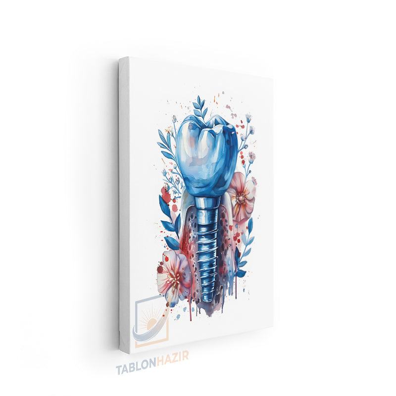 Dikey Kanvas Tablo Salon Duvar Tablosu Klinik İmplant Yeni Ev Hediyesi Ofis Tablosu