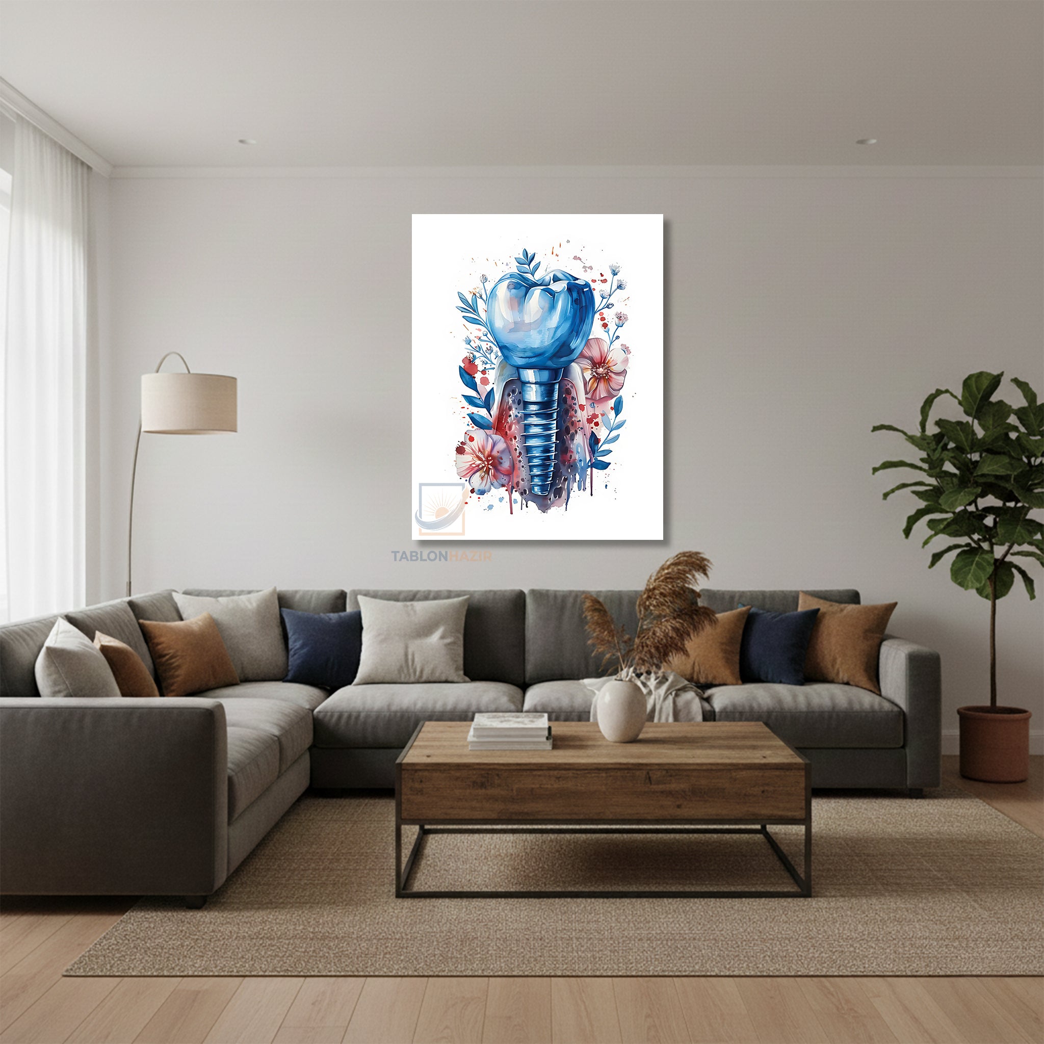 Dikey Kanvas Tablo Salon Duvar Tablosu Klinik İmplant Yeni Ev Hediyesi Ofis Tablosu