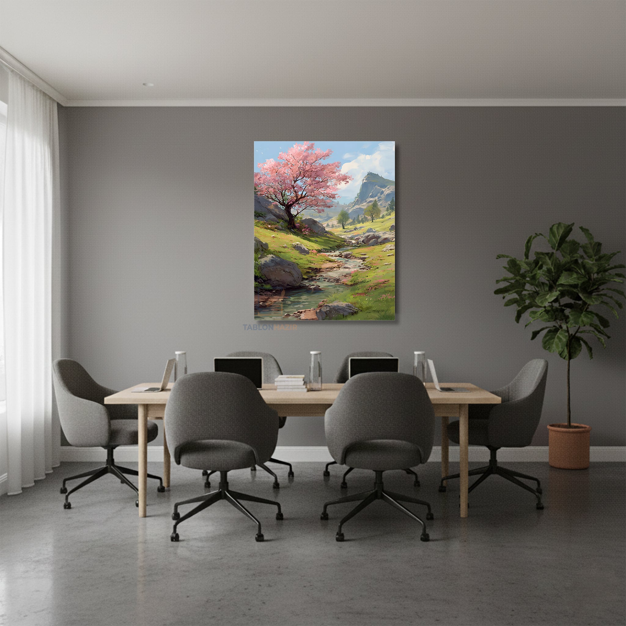 Dikey Kanvas Tablo Salon Duvar Tablosu Knvs Akarsu Dag Yeni Ev Hediyesi Ofis Tablosu