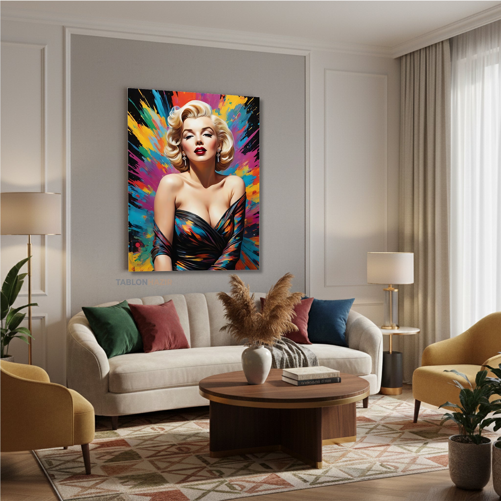 Dikey Kanvas Tablo Salon Duvar Tablosu Mariliyn11 Yeni Ev Hediyesi Ofis Tablosu