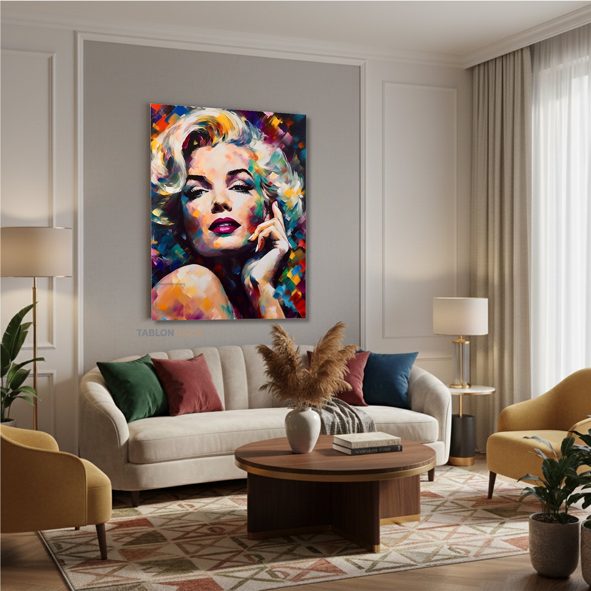 Dikey Kanvas Tablo Salon Duvar Tablosu Mariliyn6 Yeni Ev Hediyesi Ofis Tablosu