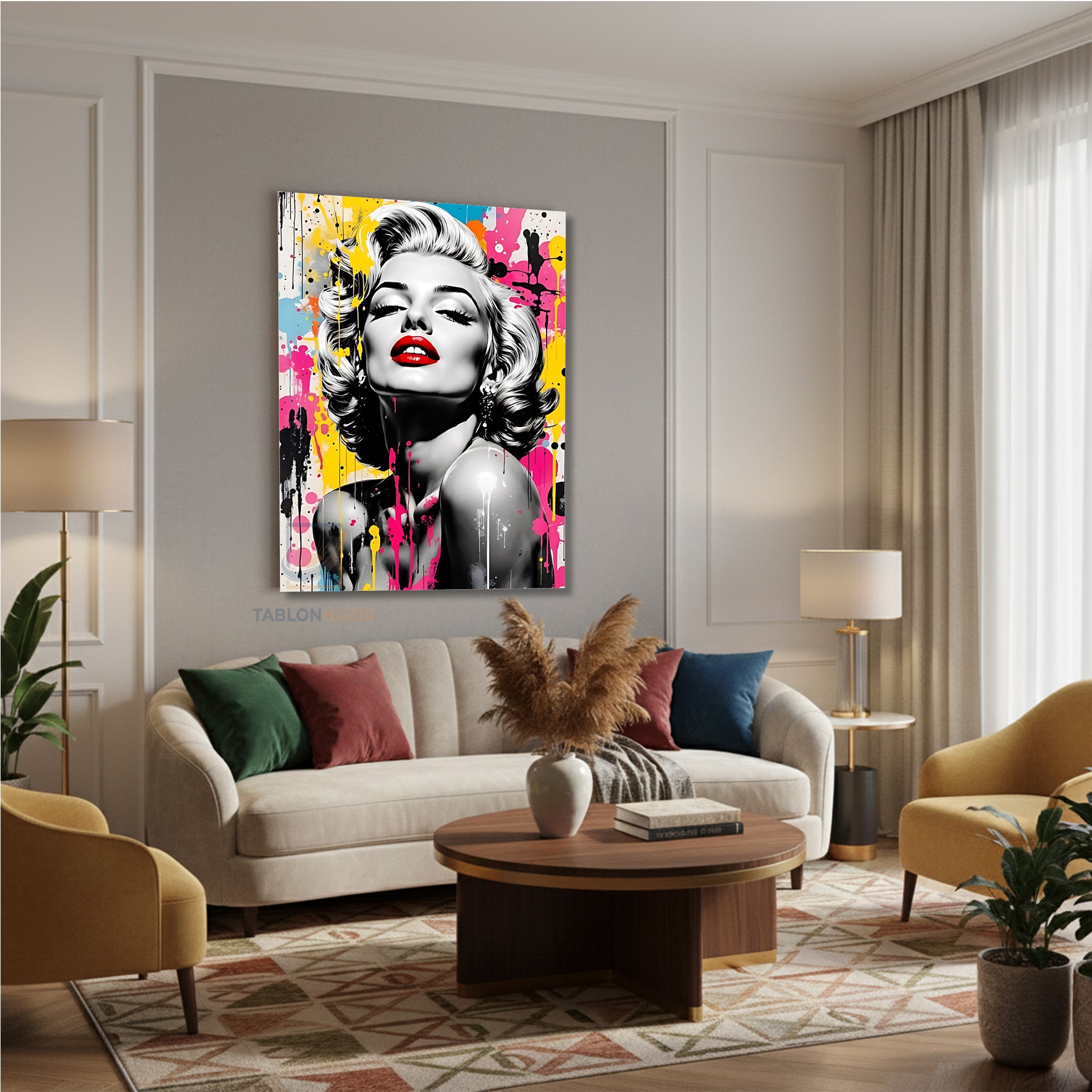 Dikey Kanvas Tablo Salon Duvar Tablosu Mariliyn8 Yeni Ev Hediyesi Ofis Tablosu