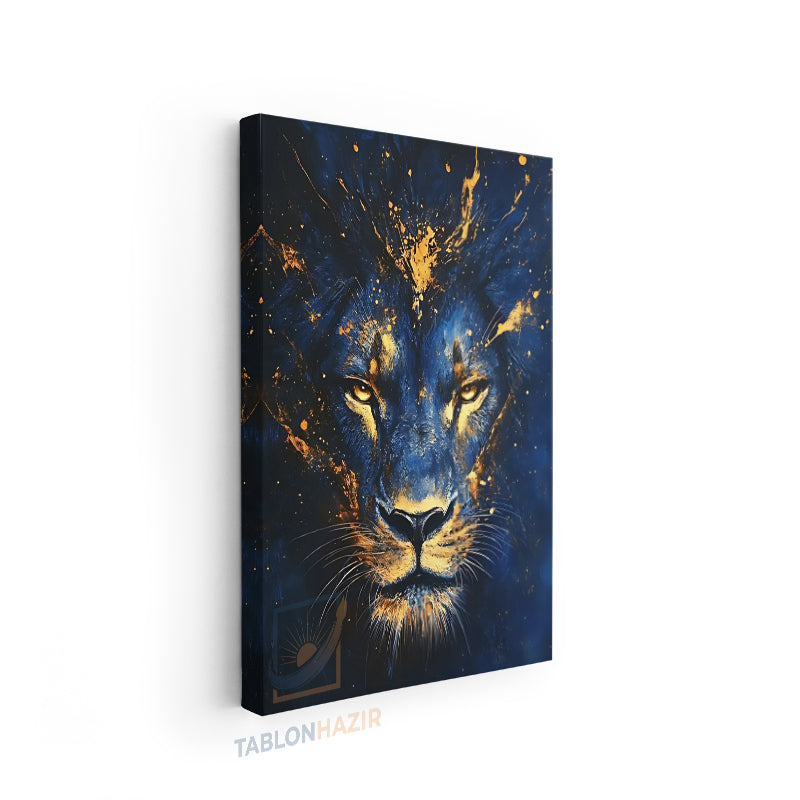 Dikey Kanvas Tablo Salon Duvar Tablosu Mavisarıaslan Yeni Ev Hediyesi Ofis Tablosu