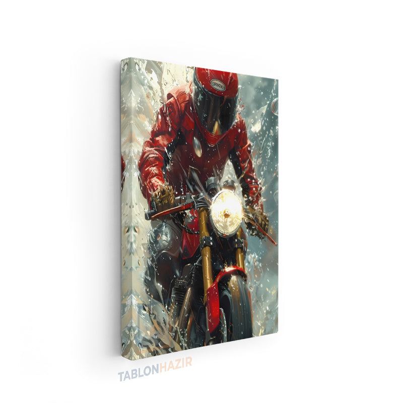 Dikey Kanvas Tablo Salon Duvar Tablosu Motokırmızı Yeni Ev Hediyesi Ofis Tablosu