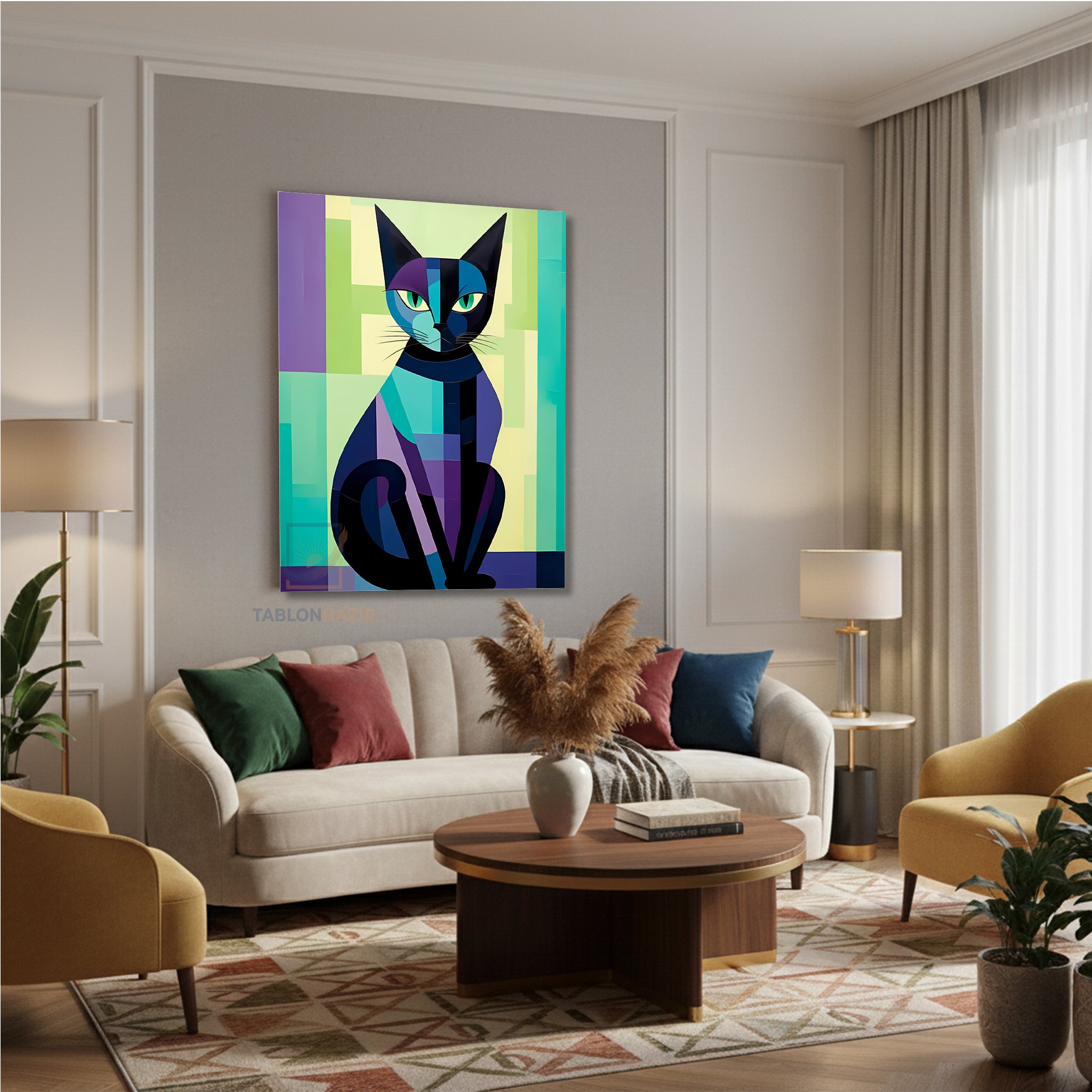 Dikey Kanvas Tablo Salon Duvar Tablosu Mozaikedi Yeni Ev Hediyesi Ofis Tablosu