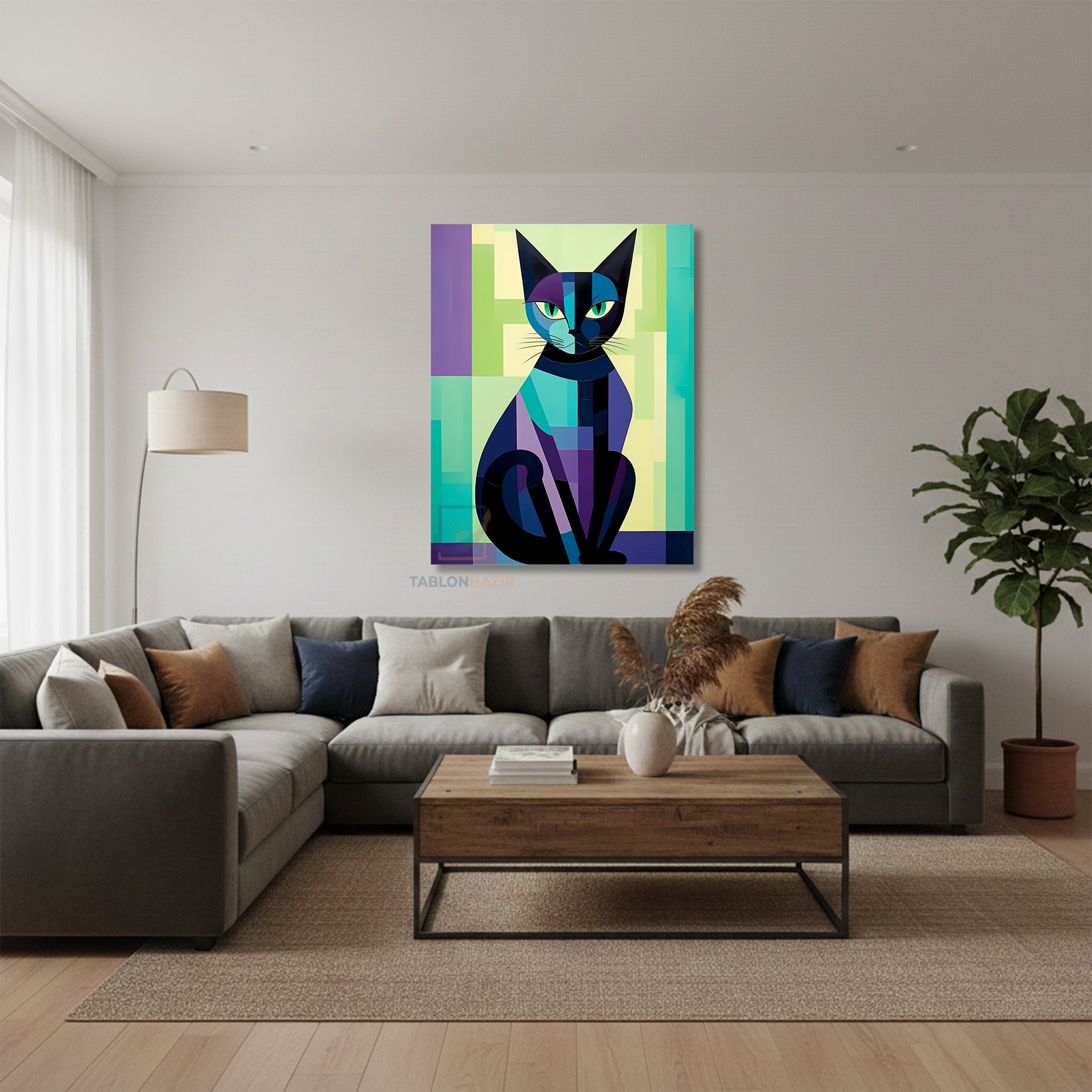 Dikey Kanvas Tablo Salon Duvar Tablosu Mozaikedi Yeni Ev Hediyesi Ofis Tablosu