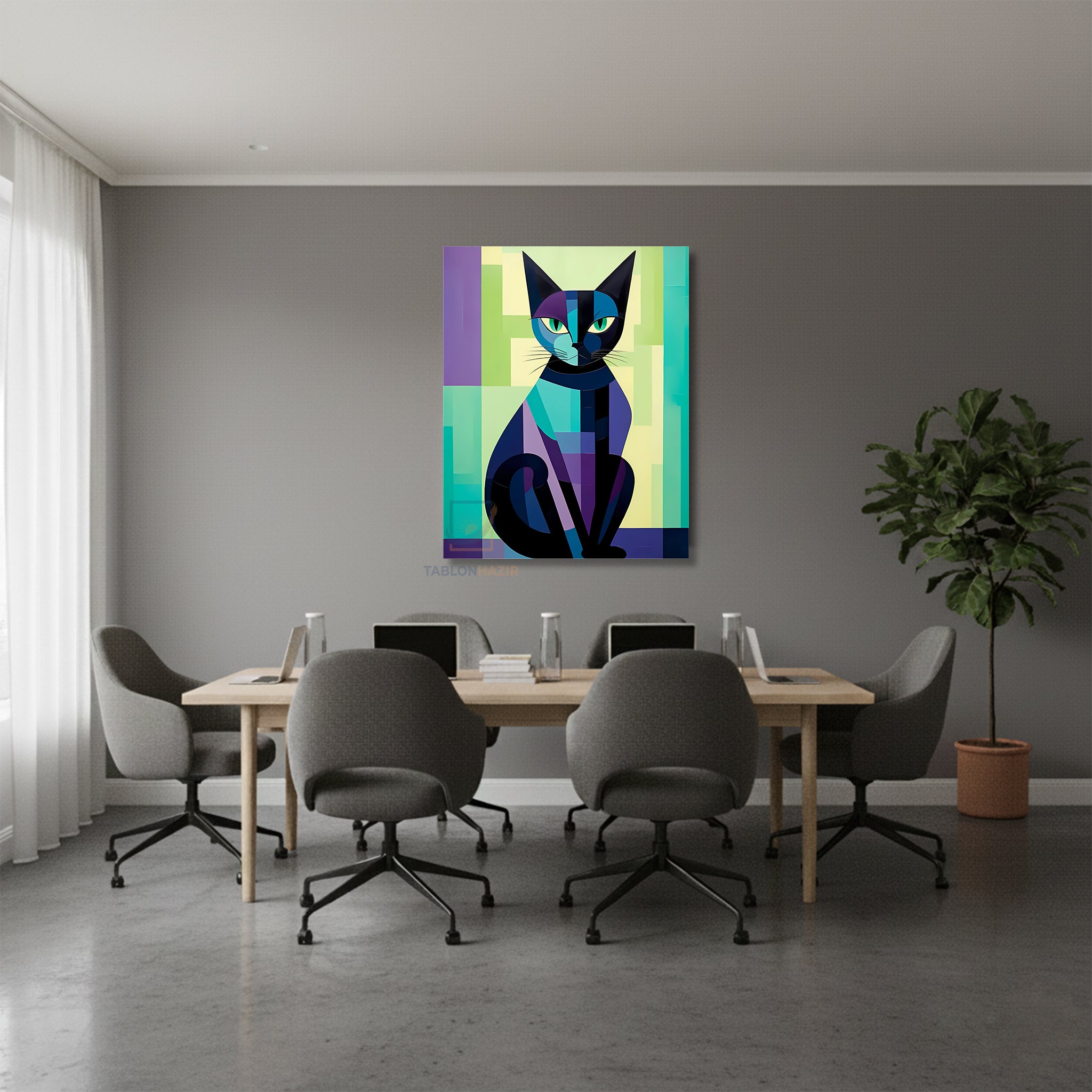 Dikey Kanvas Tablo Salon Duvar Tablosu Mozaikedi Yeni Ev Hediyesi Ofis Tablosu