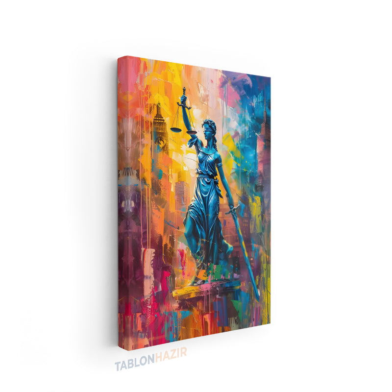 Dikey Kanvas Tablo Salon Duvar Tablosu Renkli Adalet Yeni Ev Hediyesi Ofis Tablosu