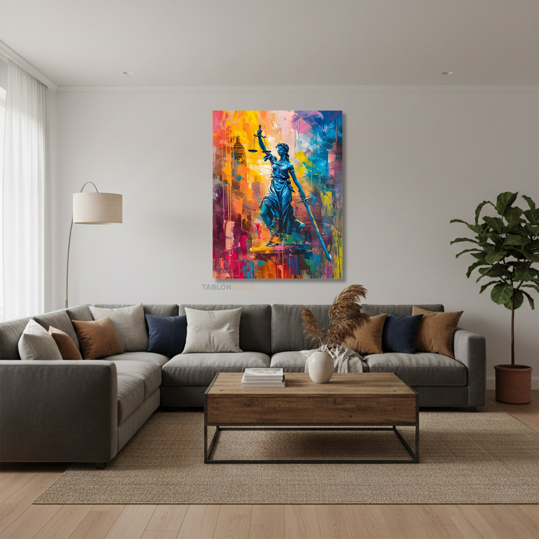 Dikey Kanvas Tablo Salon Duvar Tablosu Renkli Adalet Yeni Ev Hediyesi Ofis Tablosu