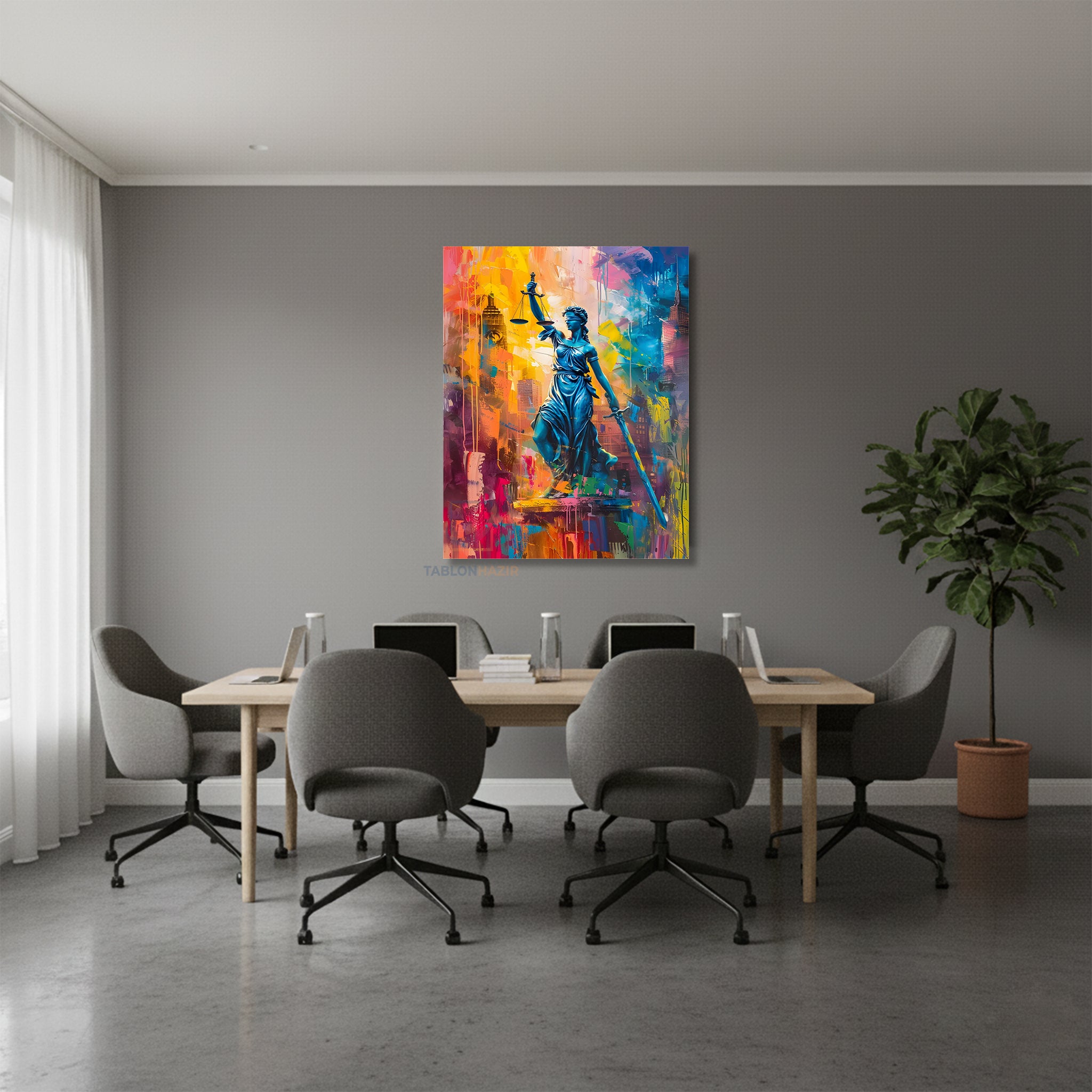 Dikey Kanvas Tablo Salon Duvar Tablosu Renkli Adalet Yeni Ev Hediyesi Ofis Tablosu