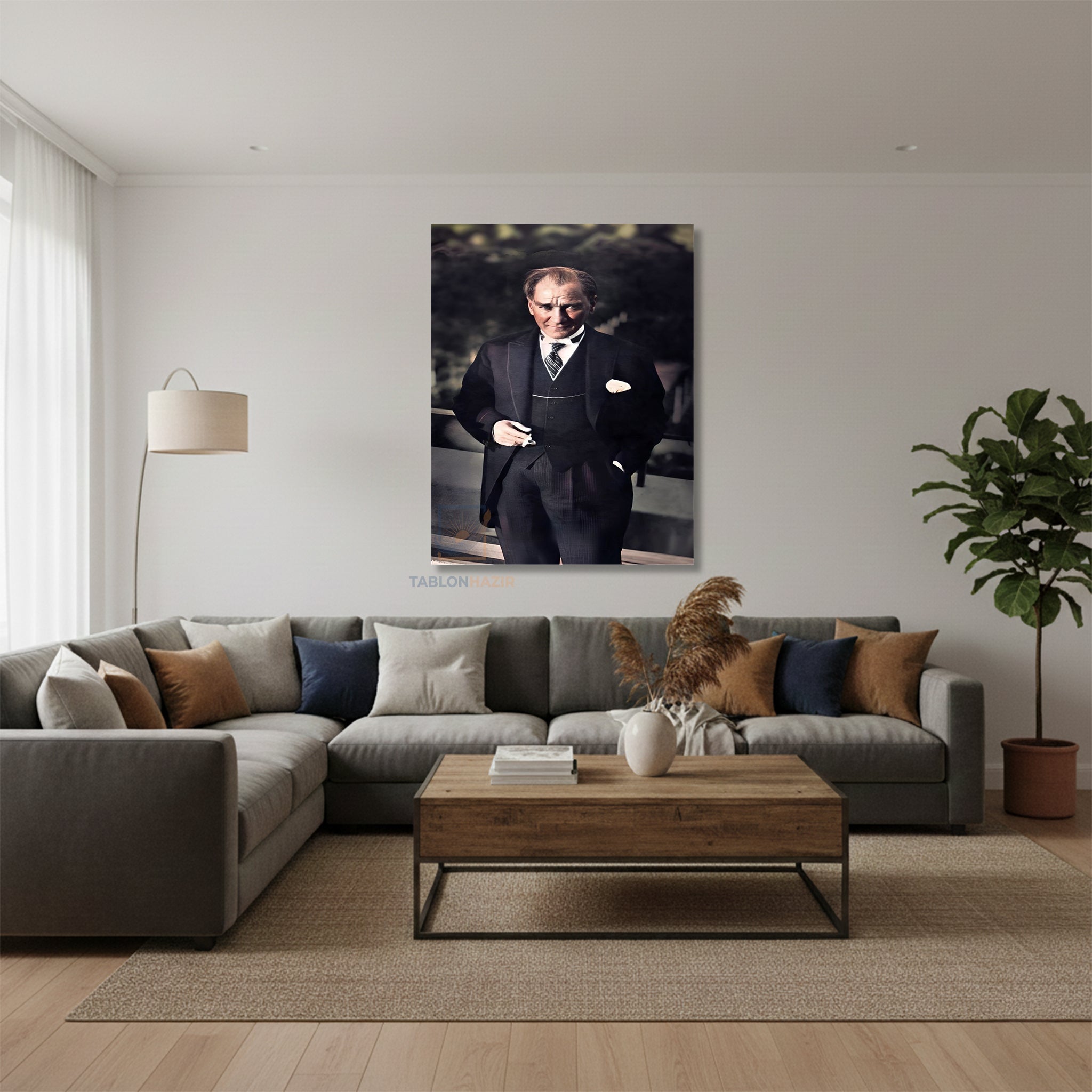 Dikey Kanvas Tablo Salon Duvar Tablosu Renkli Klasik Atatürk Yeni Ev Hediyesi Ofis Tablosu