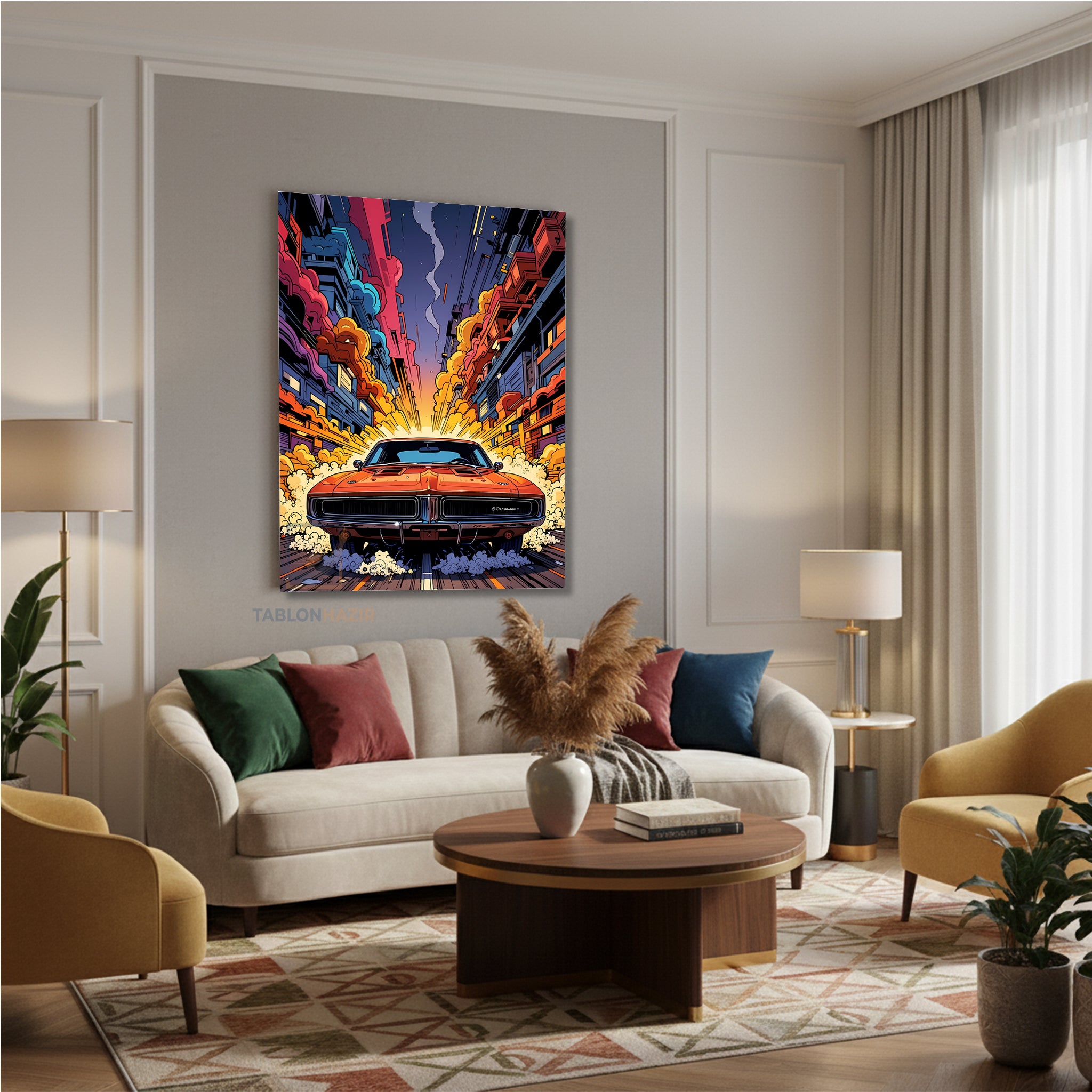 Dikey Kanvas Tablo Salon Duvar Tablosu Renklidumanaraba Yeni Ev Hediyesi Ofis Tablosu