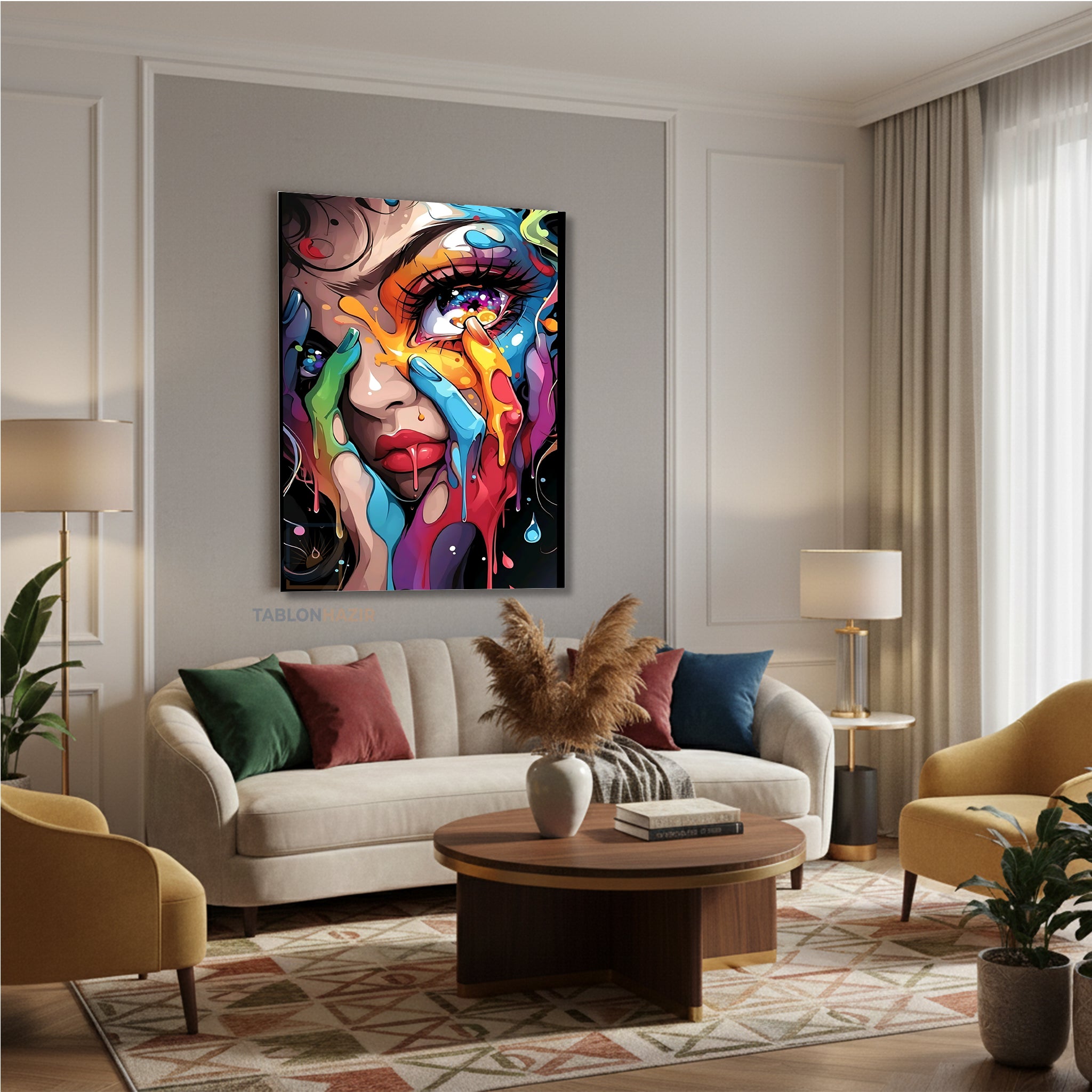 Dikey Kanvas Tablo Salon Duvar Tablosu Renkligöz Yeni Ev Hediyesi Ofis Tablosu