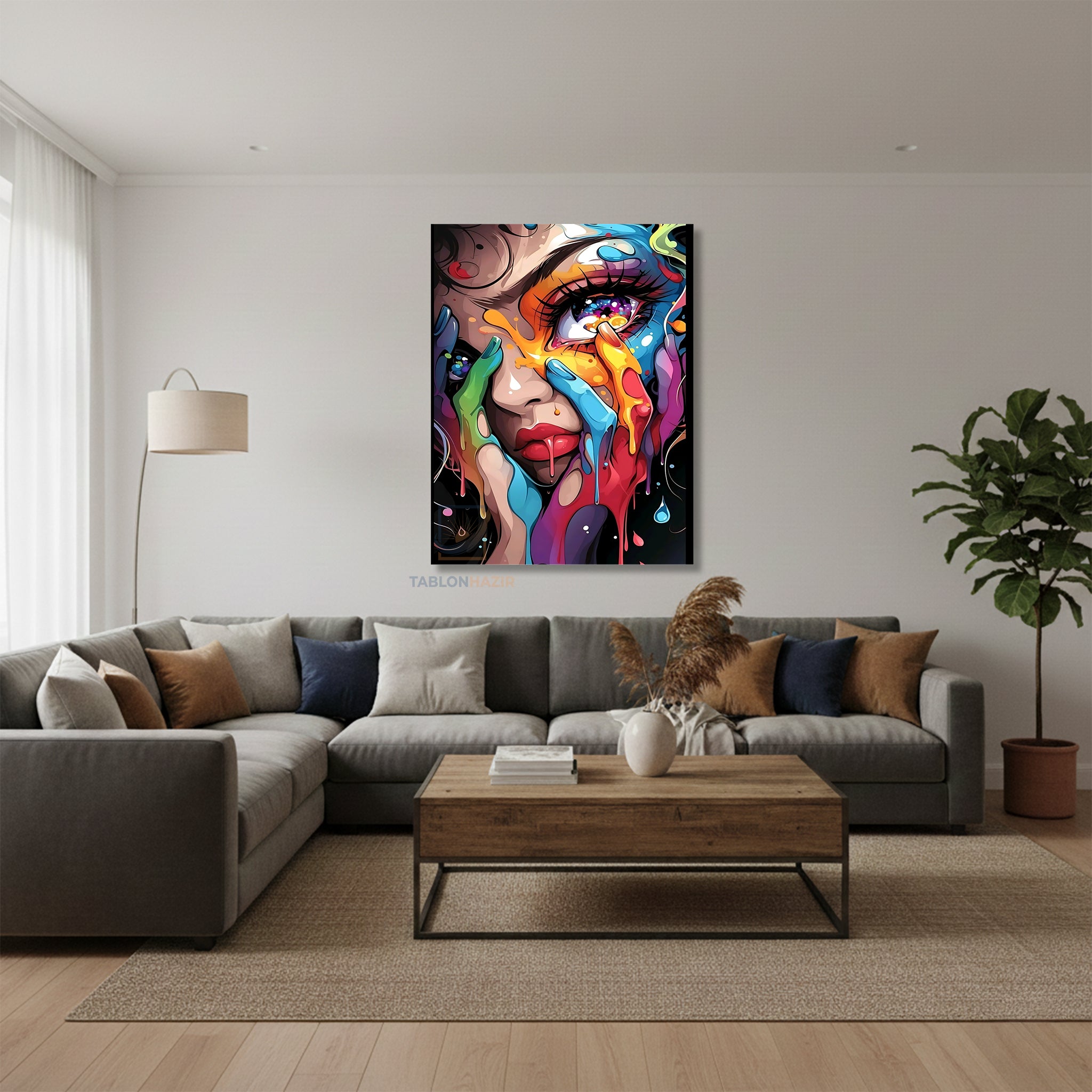 Dikey Kanvas Tablo Salon Duvar Tablosu Renkligöz Yeni Ev Hediyesi Ofis Tablosu