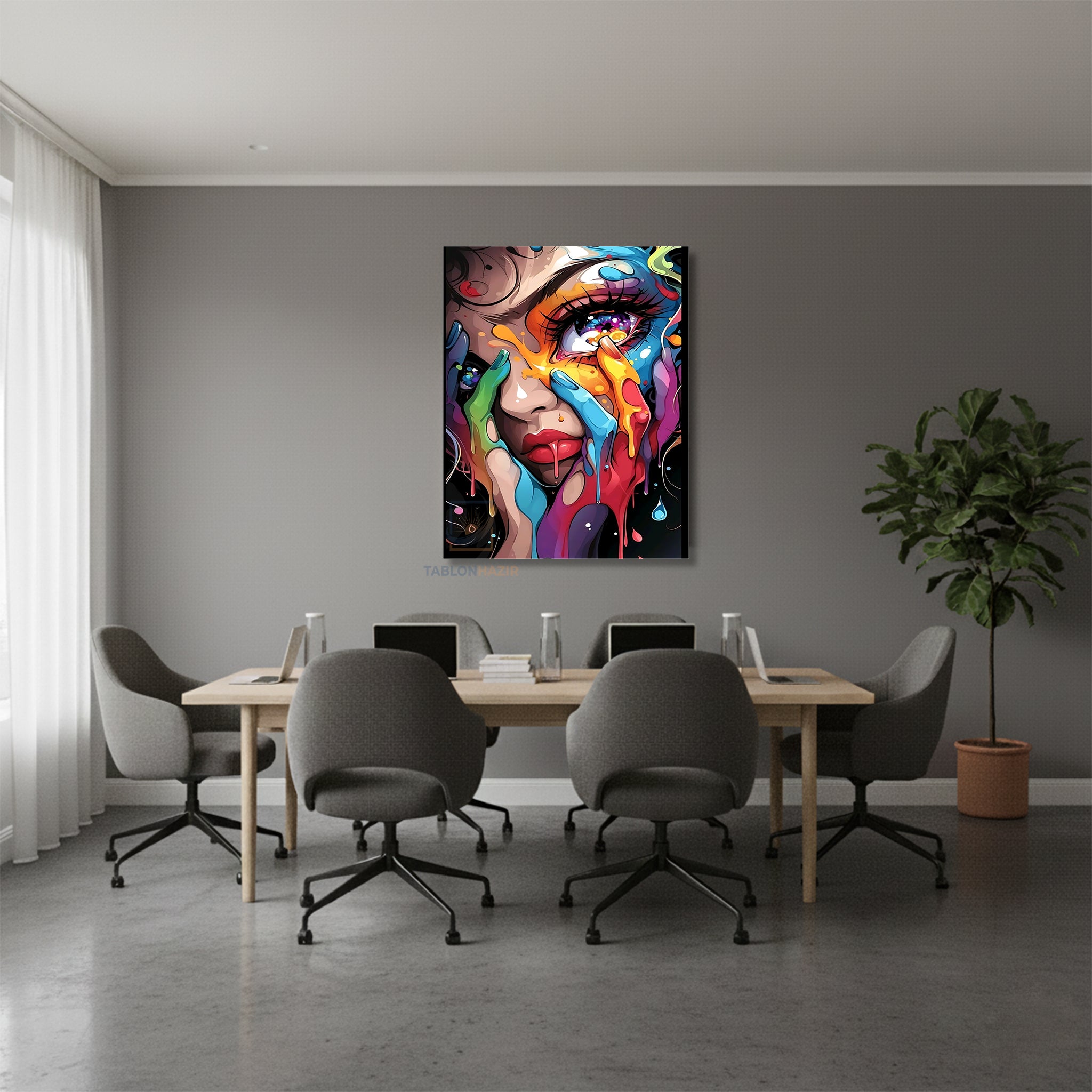 Dikey Kanvas Tablo Salon Duvar Tablosu Renkligöz Yeni Ev Hediyesi Ofis Tablosu