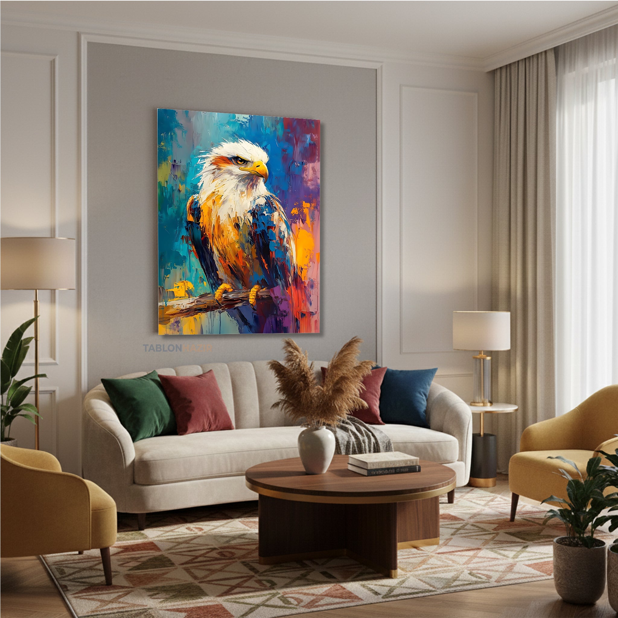 Dikey Kanvas Tablo Salon Duvar Tablosu Renklikartal Yeni Ev Hediyesi Ofis Tablosu