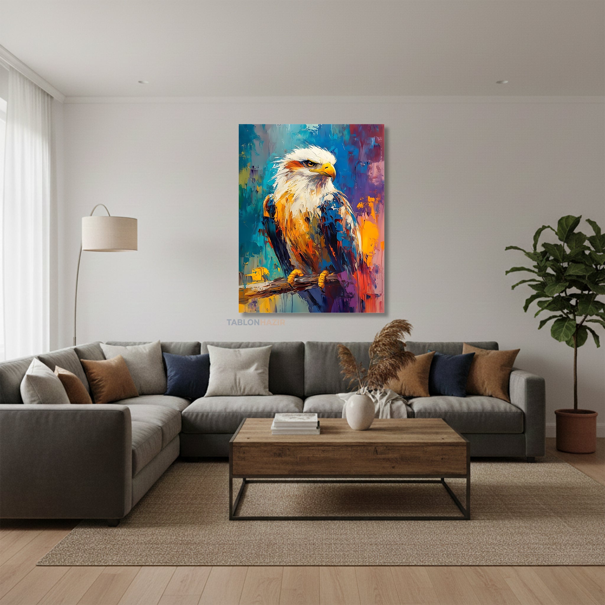 Dikey Kanvas Tablo Salon Duvar Tablosu Renklikartal Yeni Ev Hediyesi Ofis Tablosu