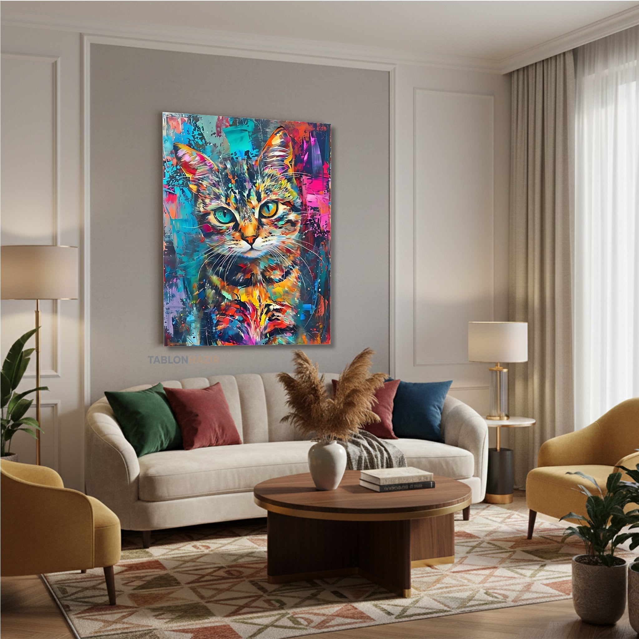Dikey Kanvas Tablo Salon Duvar Tablosu Renklikedi Yeni Ev Hediyesi Ofis Tablosu