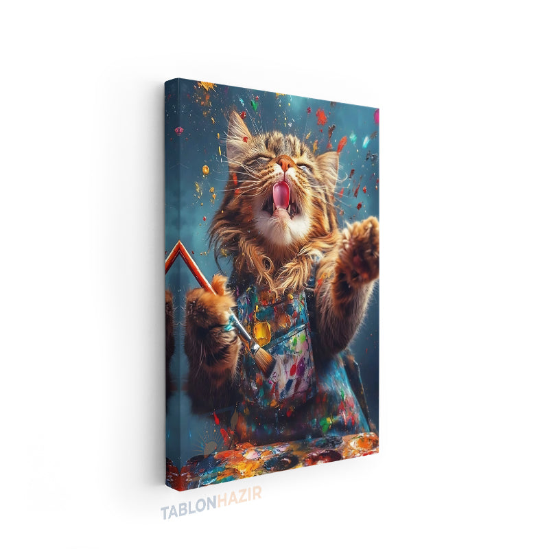 Dikey Kanvas Tablo Salon Duvar Tablosu Ressamkedi Yeni Ev Hediyesi Ofis Tablosu