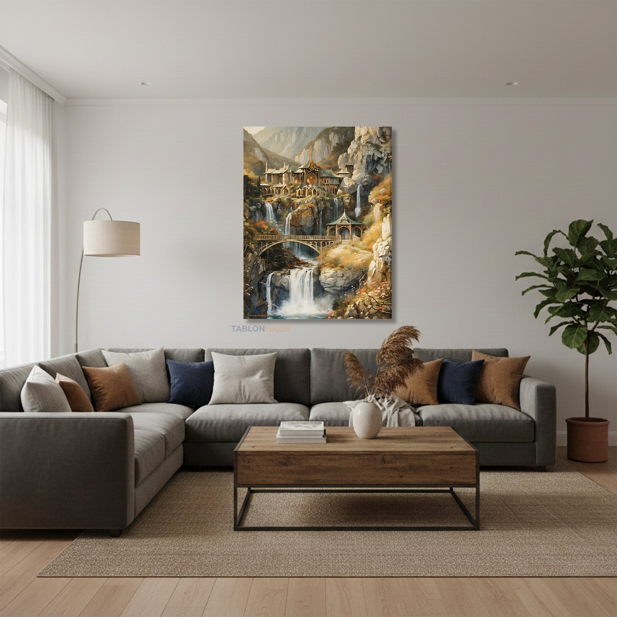 Dikey Kanvas Tablo Salon Duvar Tablosu Rivendel 3 Yeni Ev Hediyesi Ofis Tablosu