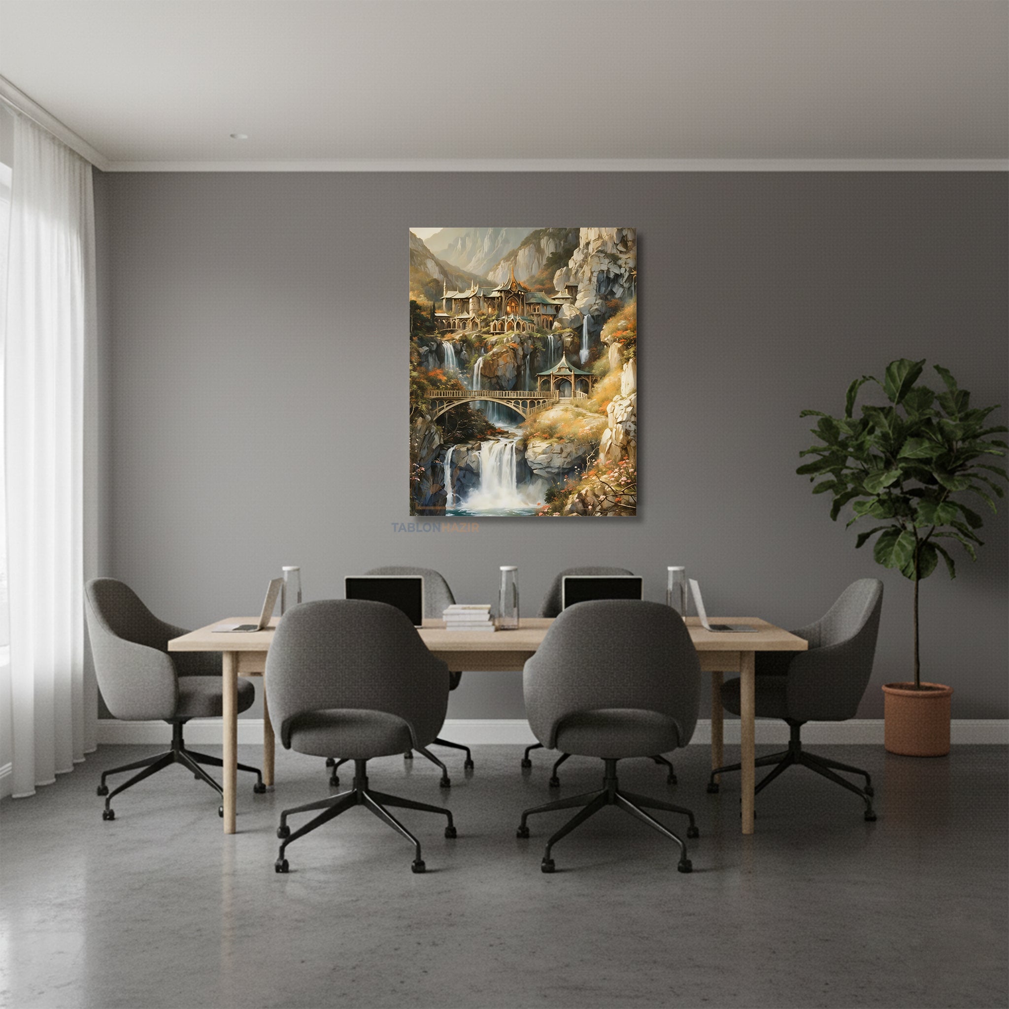 Dikey Kanvas Tablo Salon Duvar Tablosu Rivendel 3 Yeni Ev Hediyesi Ofis Tablosu