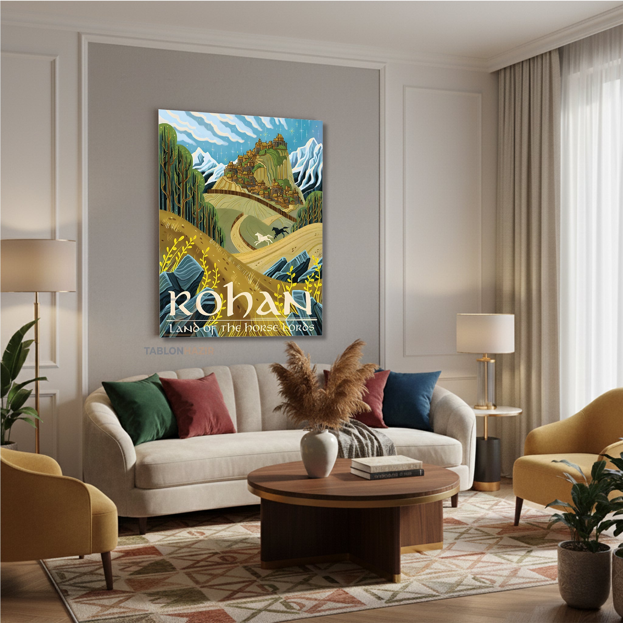 Dikey Kanvas Tablo Salon Duvar Tablosu Rohan Yeni Ev Hediyesi Ofis Tablosu