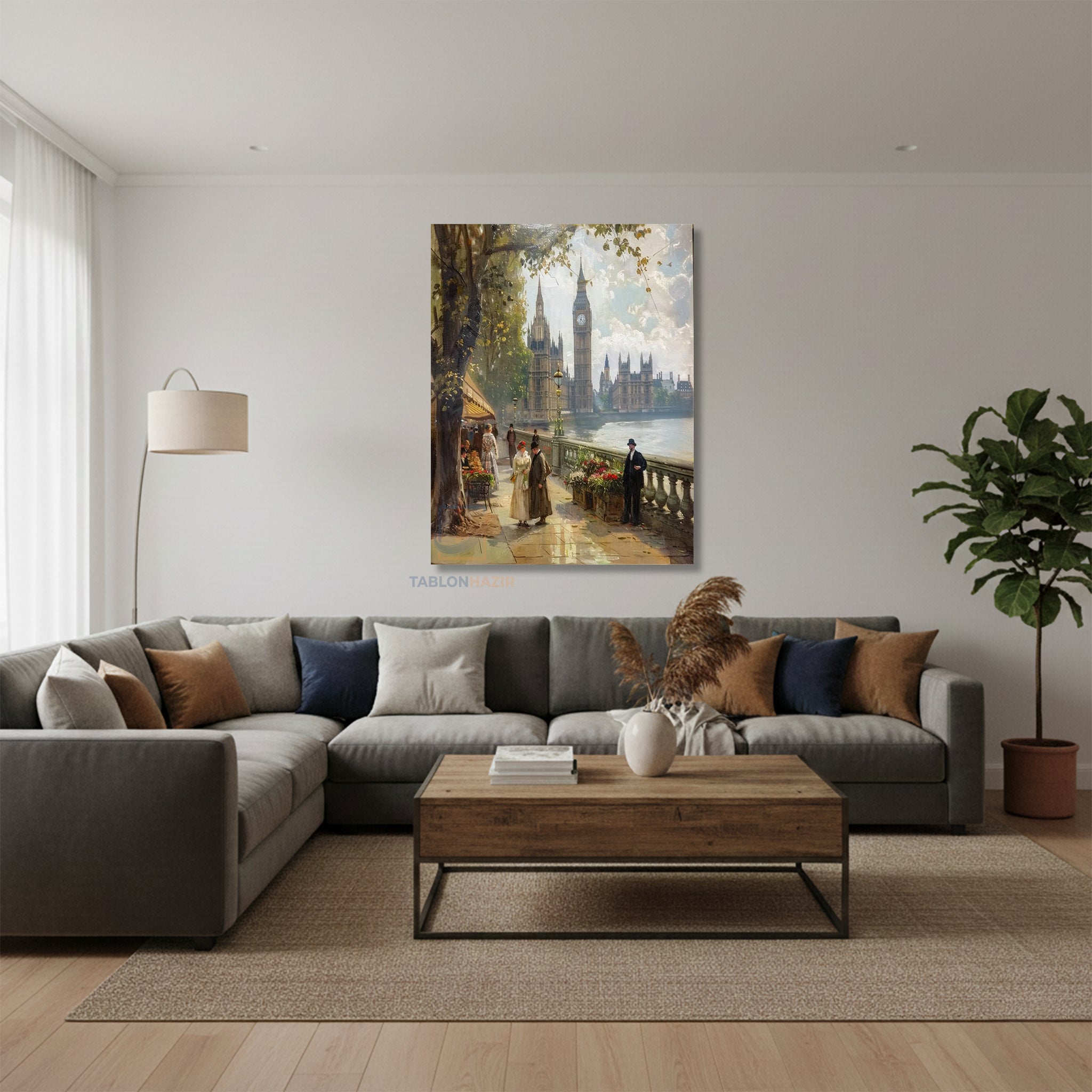 Dikey Kanvas Tablo Salon Duvar Tablosu Saat Kulesi Manzara Yeni Ev Hediyesi Ofis Tablosu