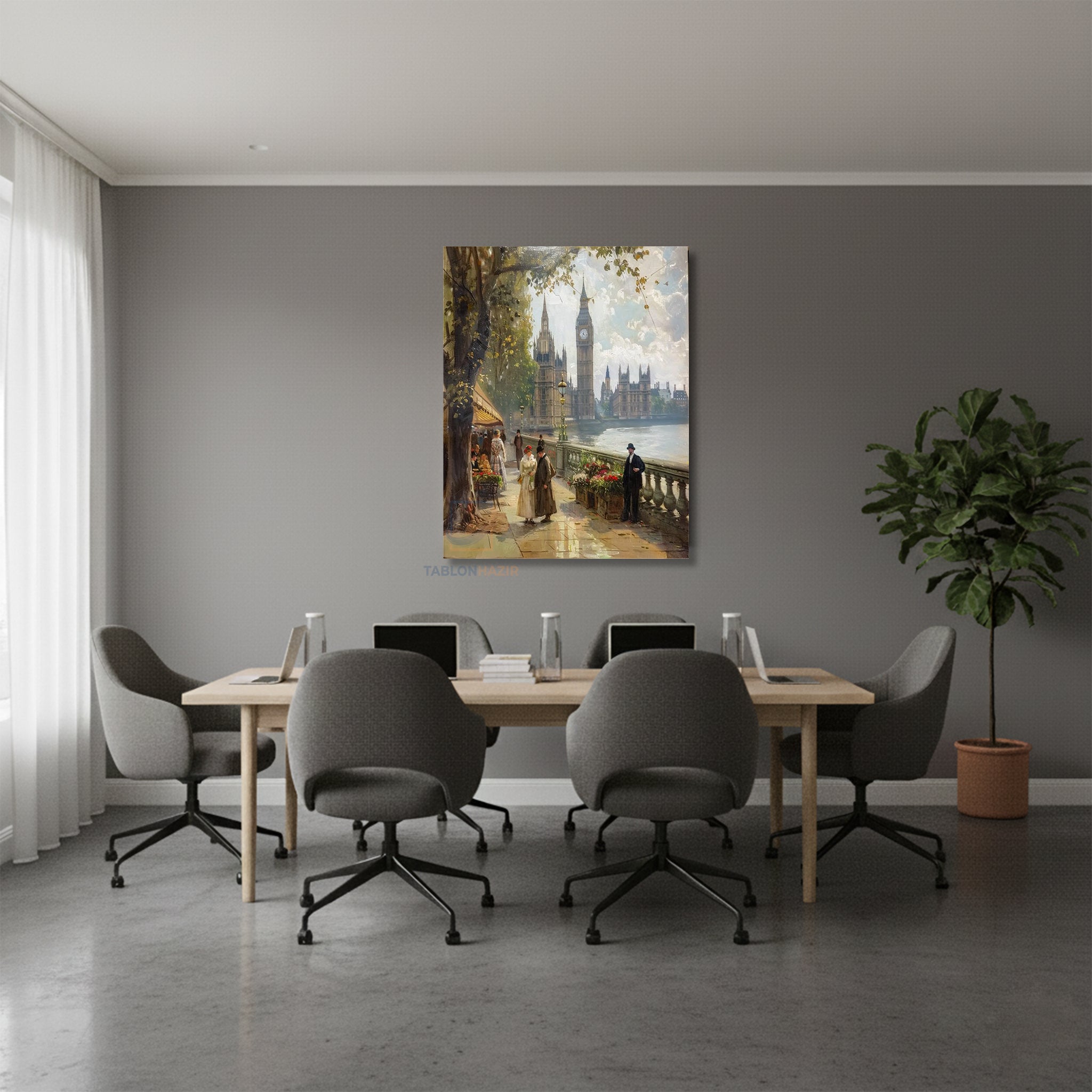 Dikey Kanvas Tablo Salon Duvar Tablosu Saat Kulesi Manzara Yeni Ev Hediyesi Ofis Tablosu