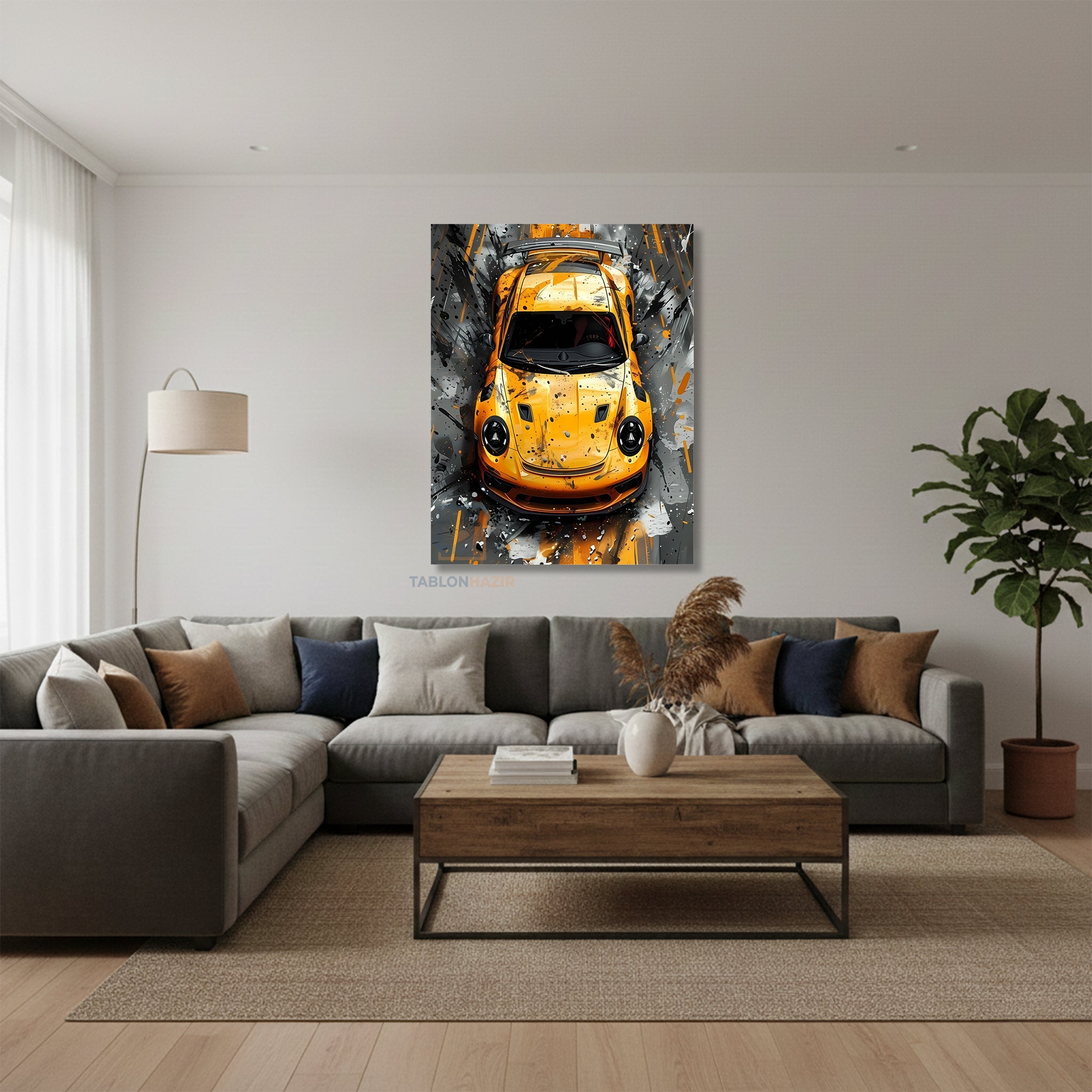 Dikey Kanvas Tablo Salon Duvar Tablosu Sarıaraba Yeni Ev Hediyesi Ofis Tablosu