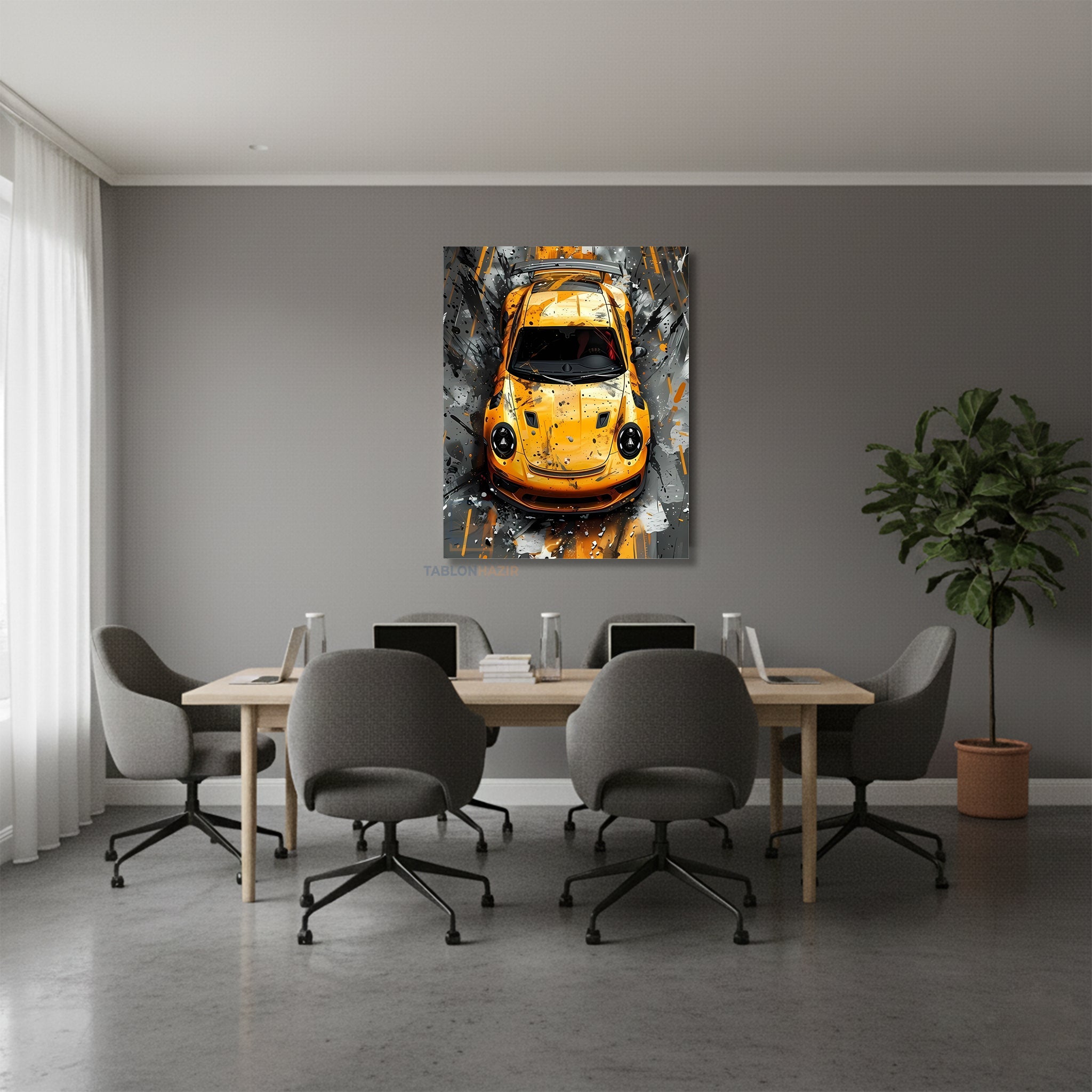 Dikey Kanvas Tablo Salon Duvar Tablosu Sarıaraba Yeni Ev Hediyesi Ofis Tablosu