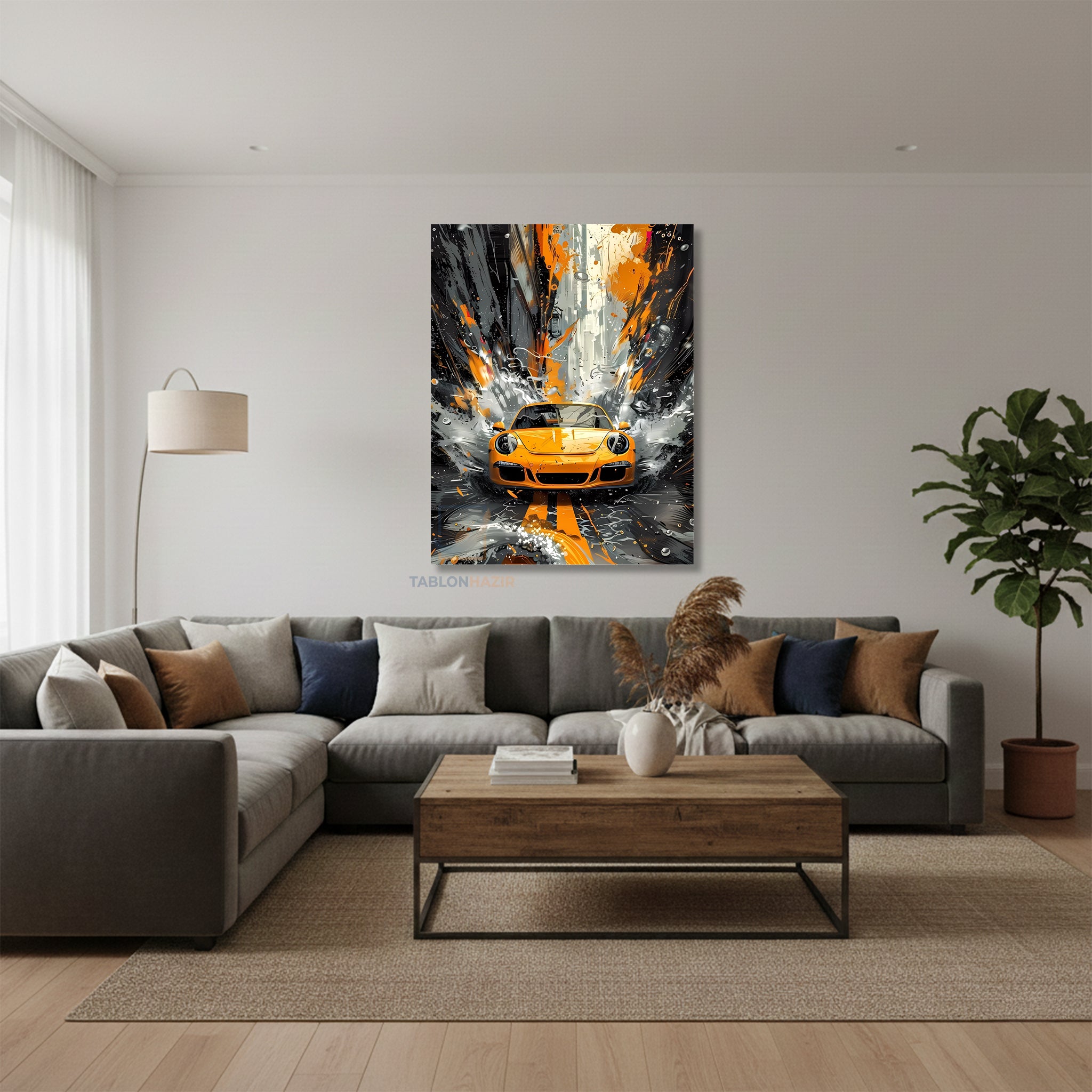 Dikey Kanvas Tablo Salon Duvar Tablosu Sarısiyaharaba Yeni Ev Hediyesi Ofis Tablosu