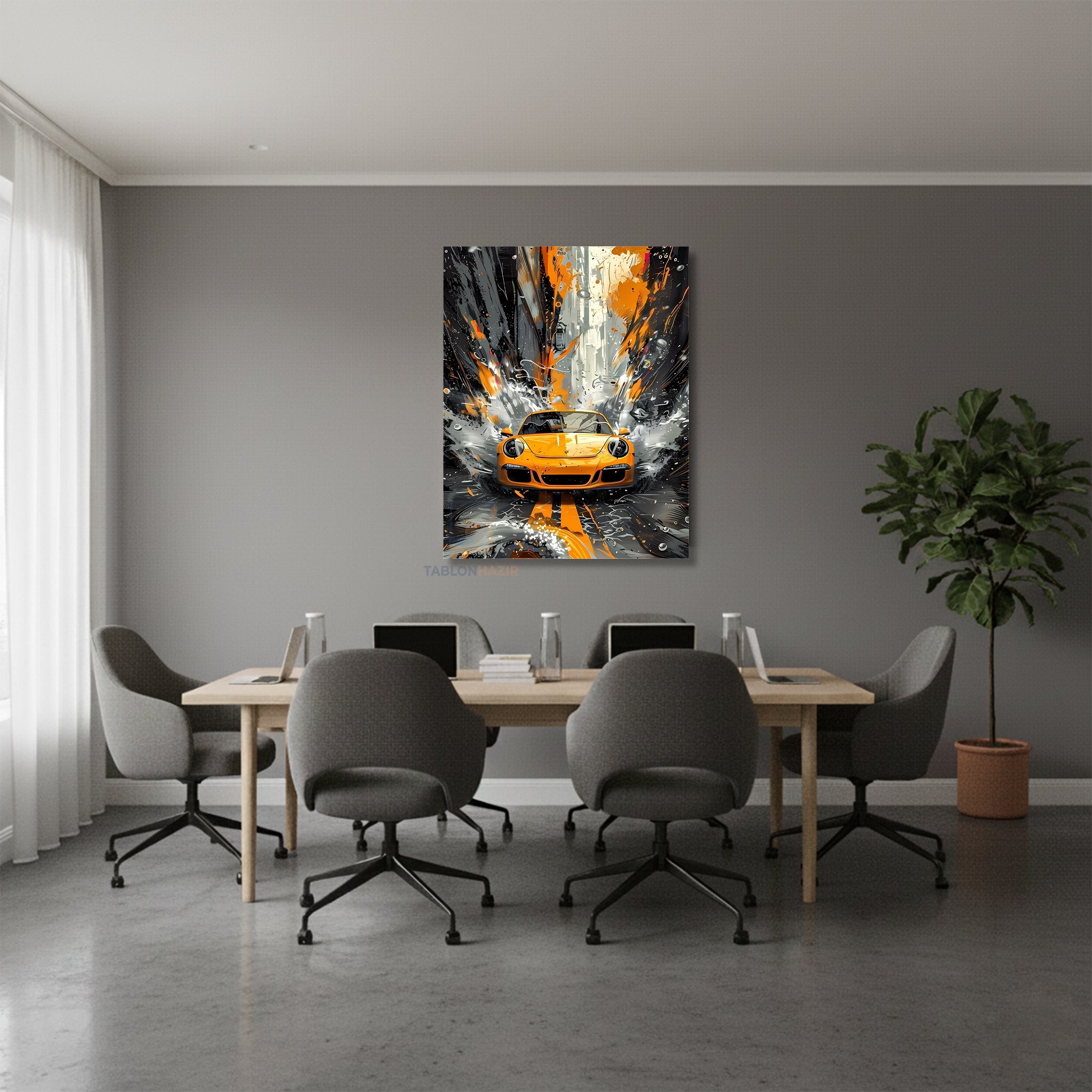 Dikey Kanvas Tablo Salon Duvar Tablosu Sarısiyaharaba Yeni Ev Hediyesi Ofis Tablosu