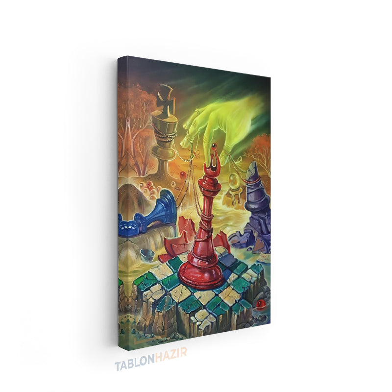 Dikey Kanvas Tablo Salon Duvar Tablosu Satrançboyutu Yeni Ev Hediyesi Ofis Tablosu