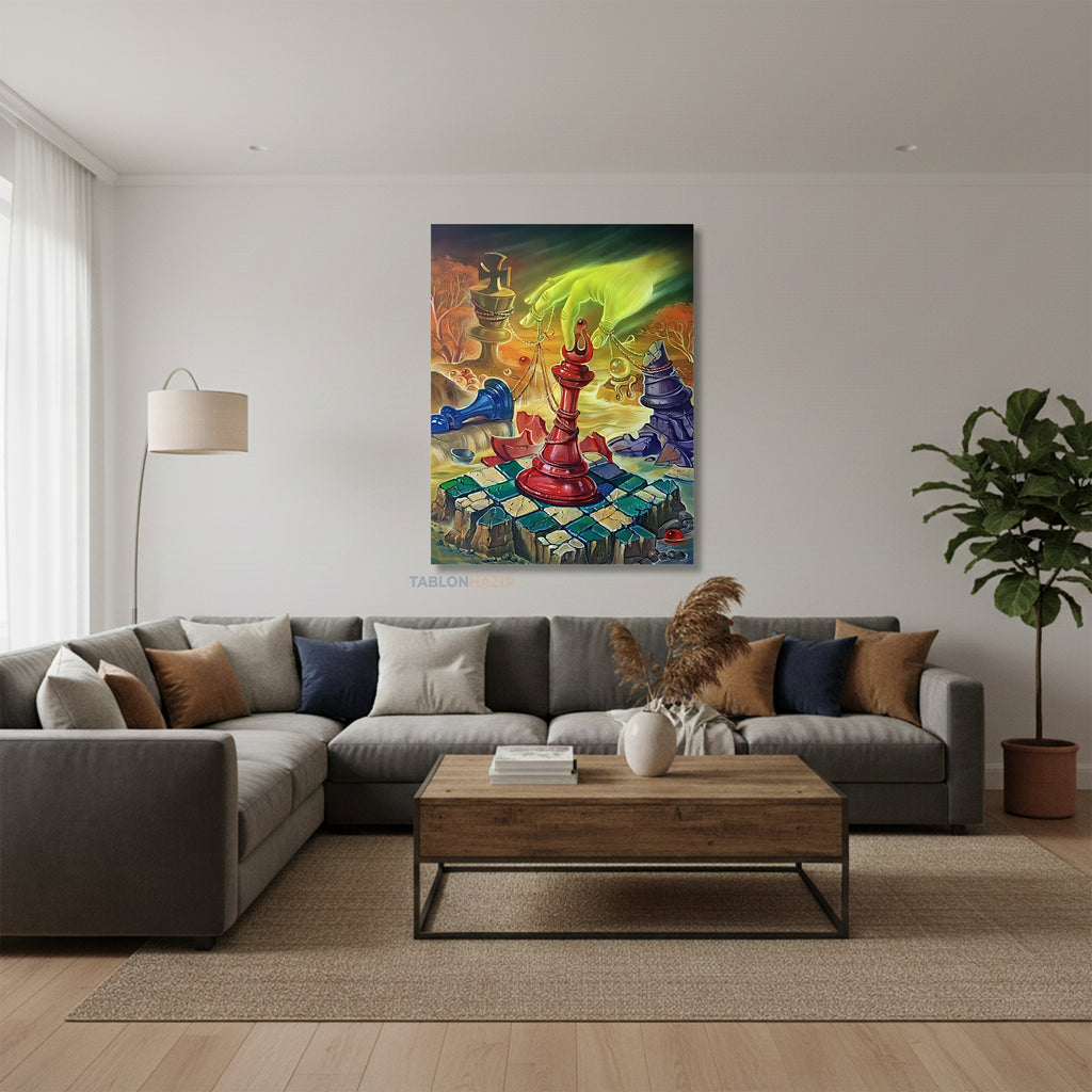 Dikey Kanvas Tablo Salon Duvar Tablosu Satrançboyutu Yeni Ev Hediyesi Ofis Tablosu