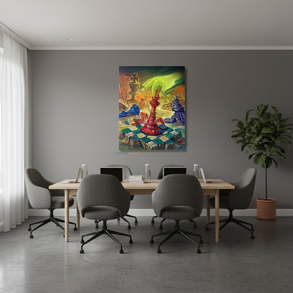 Dikey Kanvas Tablo Salon Duvar Tablosu Satrançboyutu Yeni Ev Hediyesi Ofis Tablosu